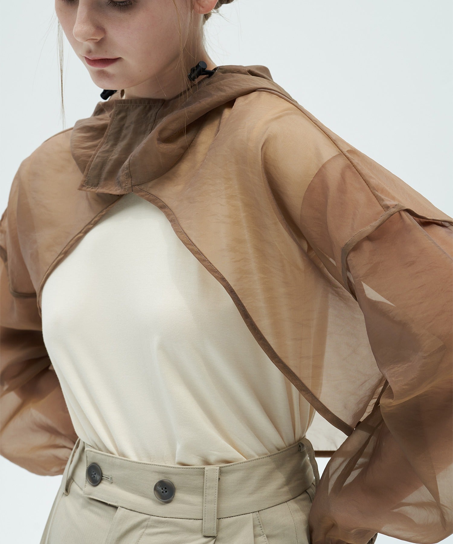 Organza Micro-Length Hoodie