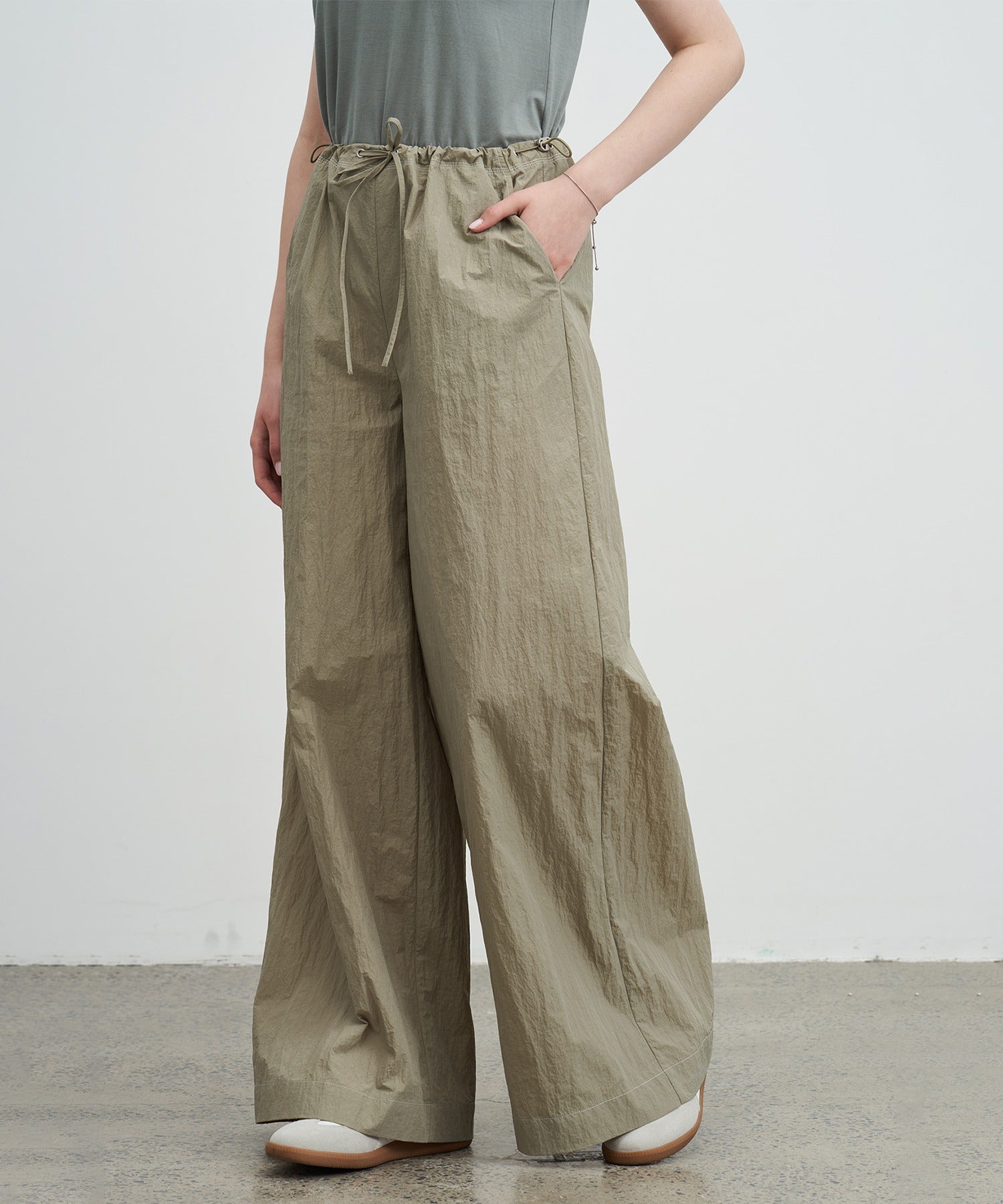 Adjustable Nylon Wide Pants