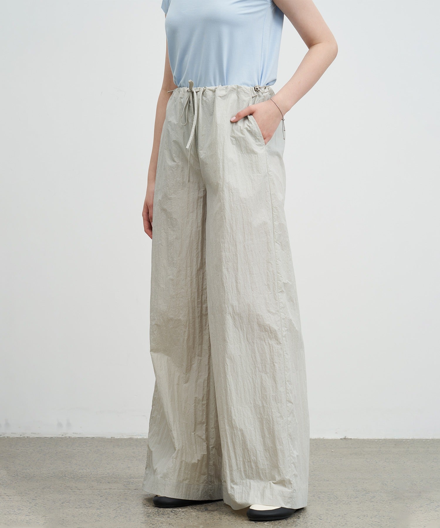 Adjustable Nylon Wide Pants