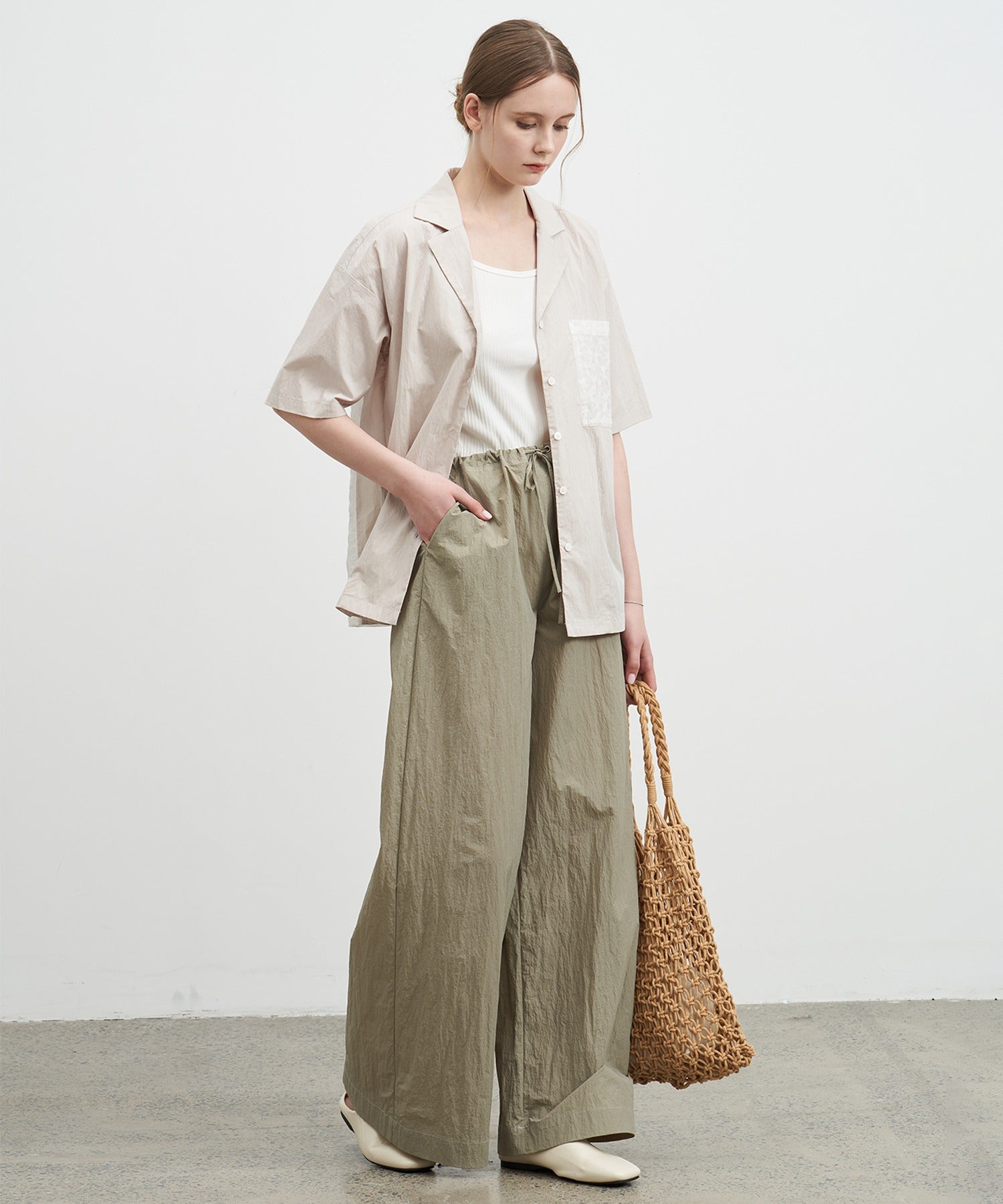 Adjustable Nylon Wide Pants