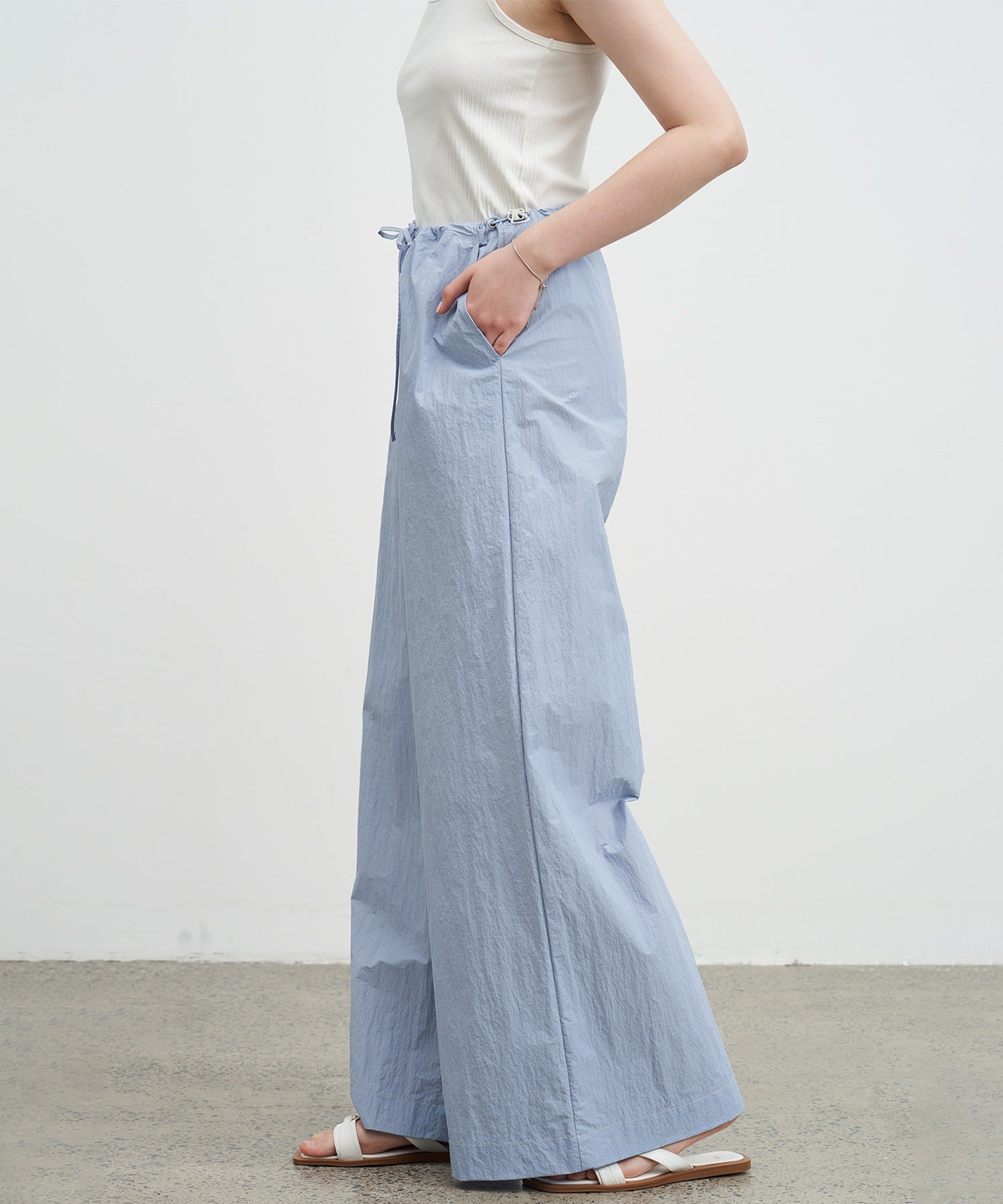 Adjustable Nylon Wide Pants