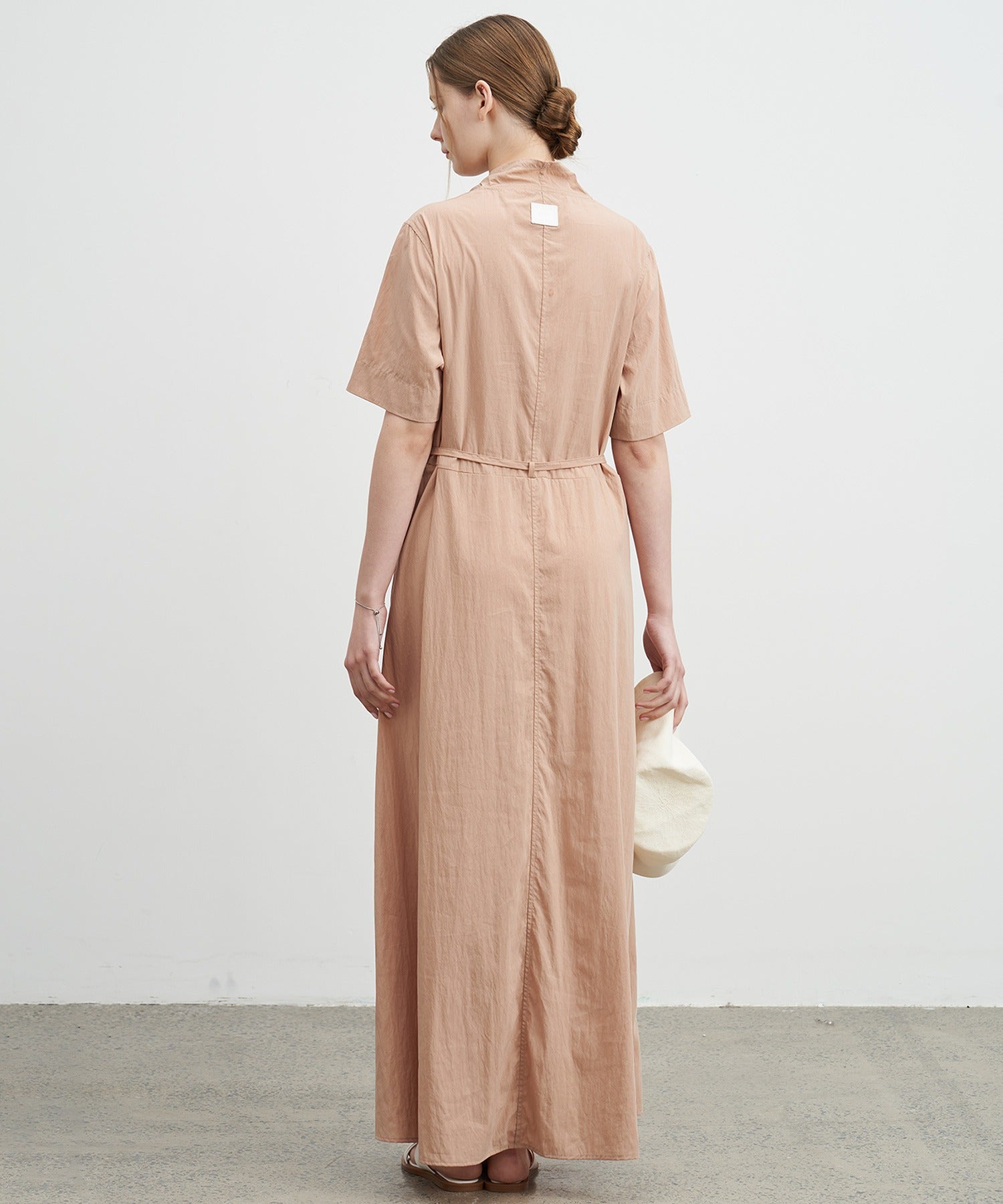 Drape Collar Midi Shirt Dress