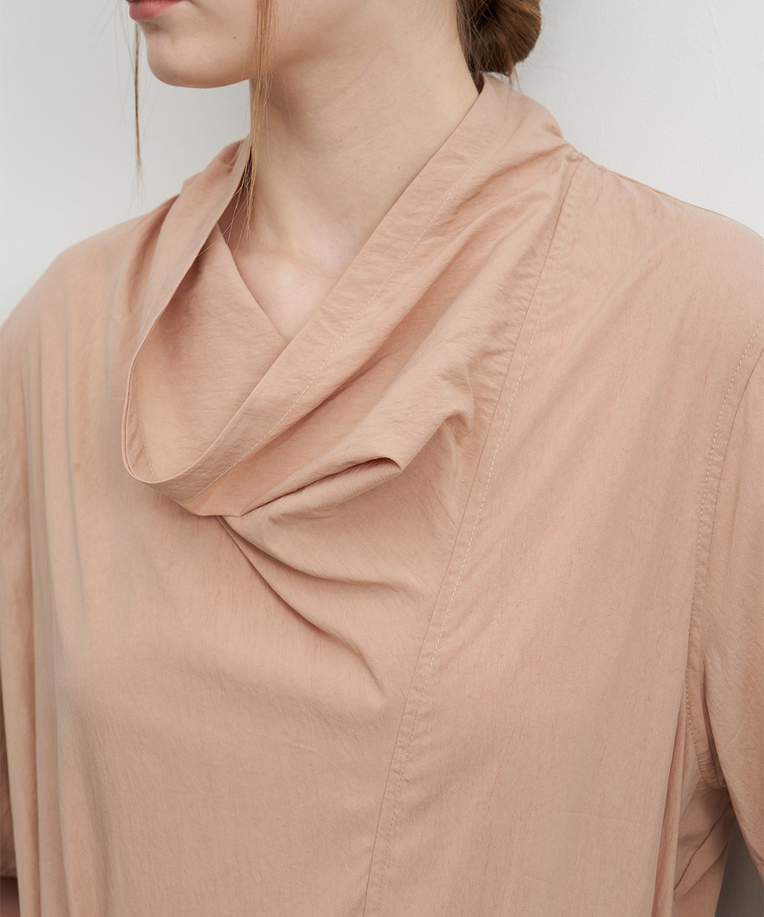 Drape Collar Midi Shirt Dress