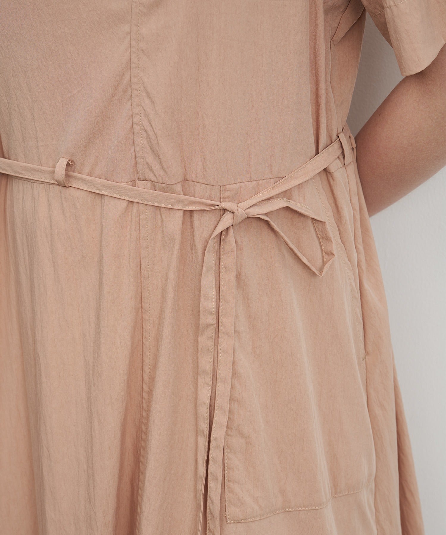 Drape Collar Midi Shirt Dress