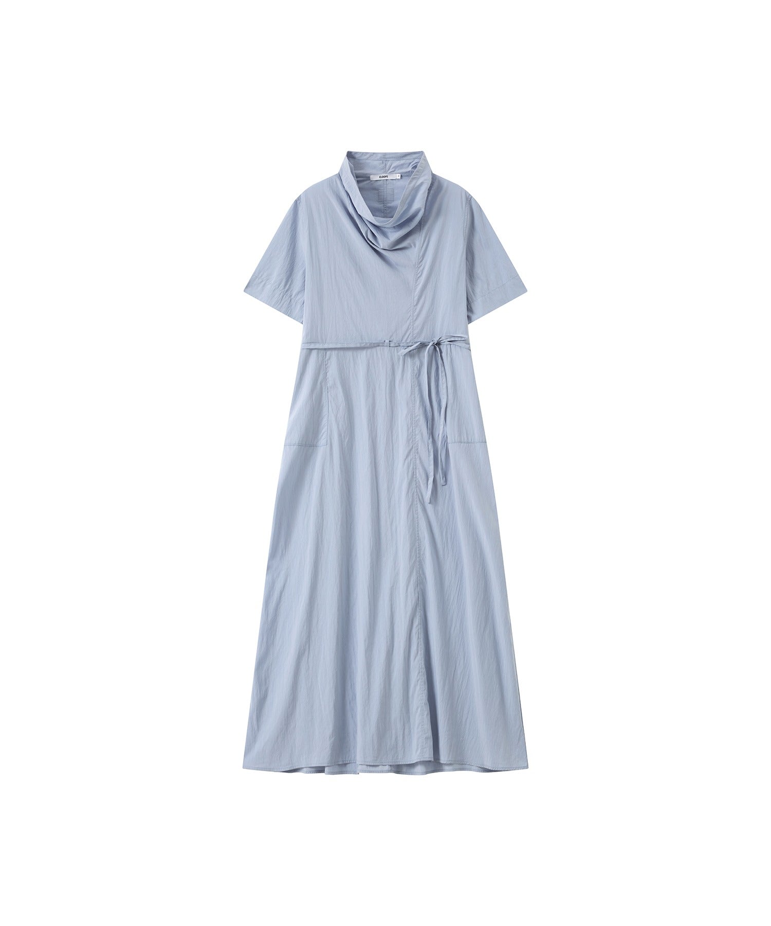 Drape Collar Midi Shirt Dress