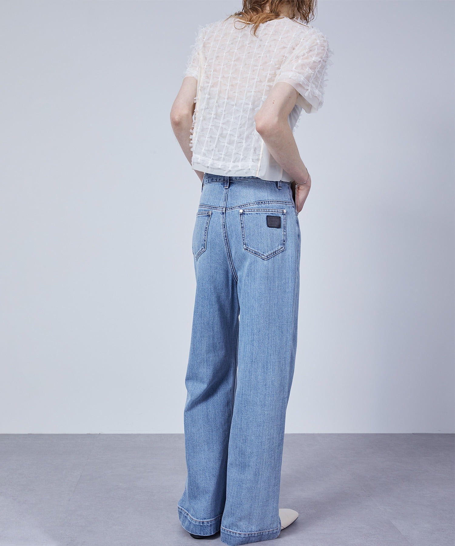 Wide Straight Contrast Hem Denim