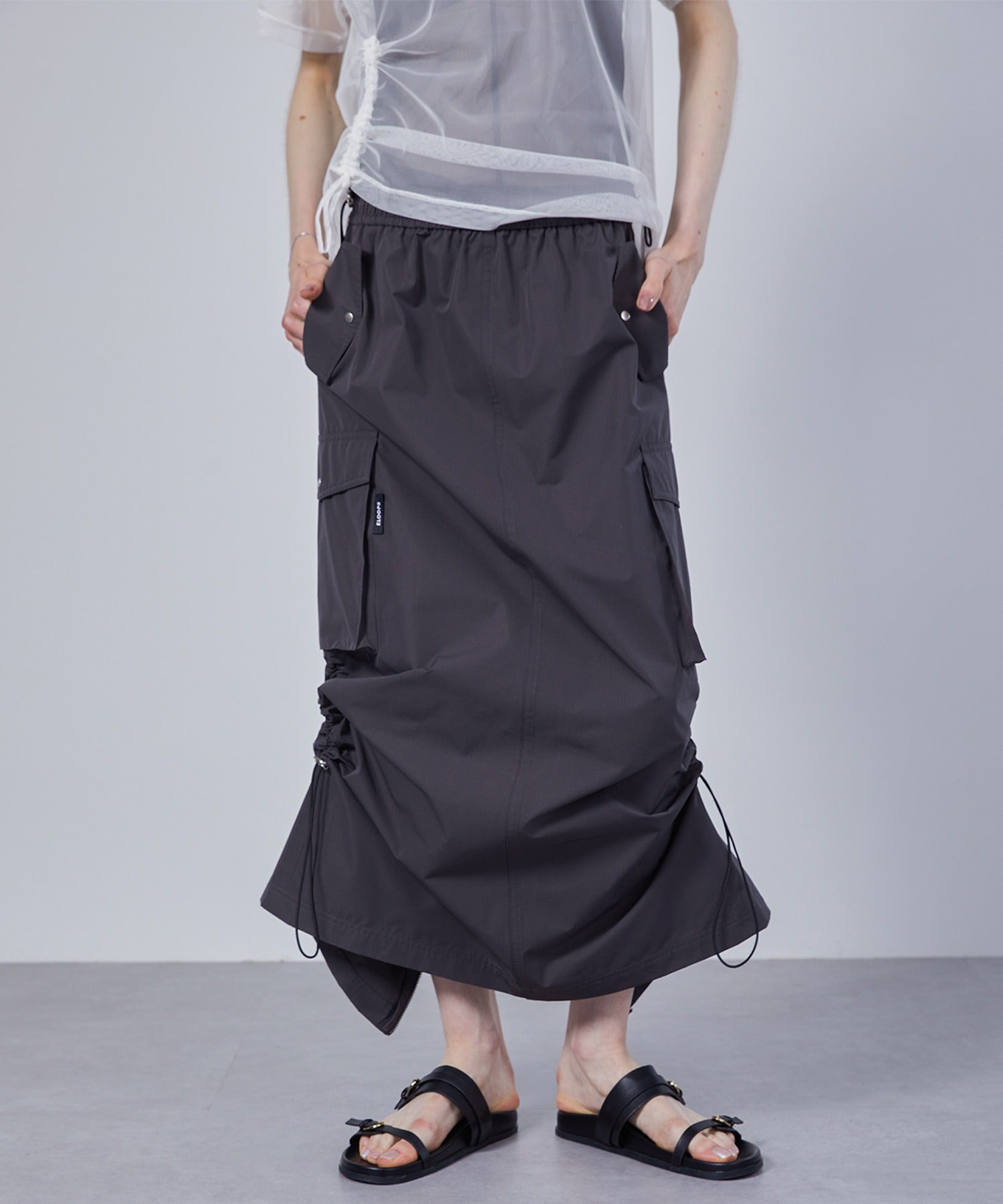 Cargo Skirt with Combo Pockets and Drawstrings
