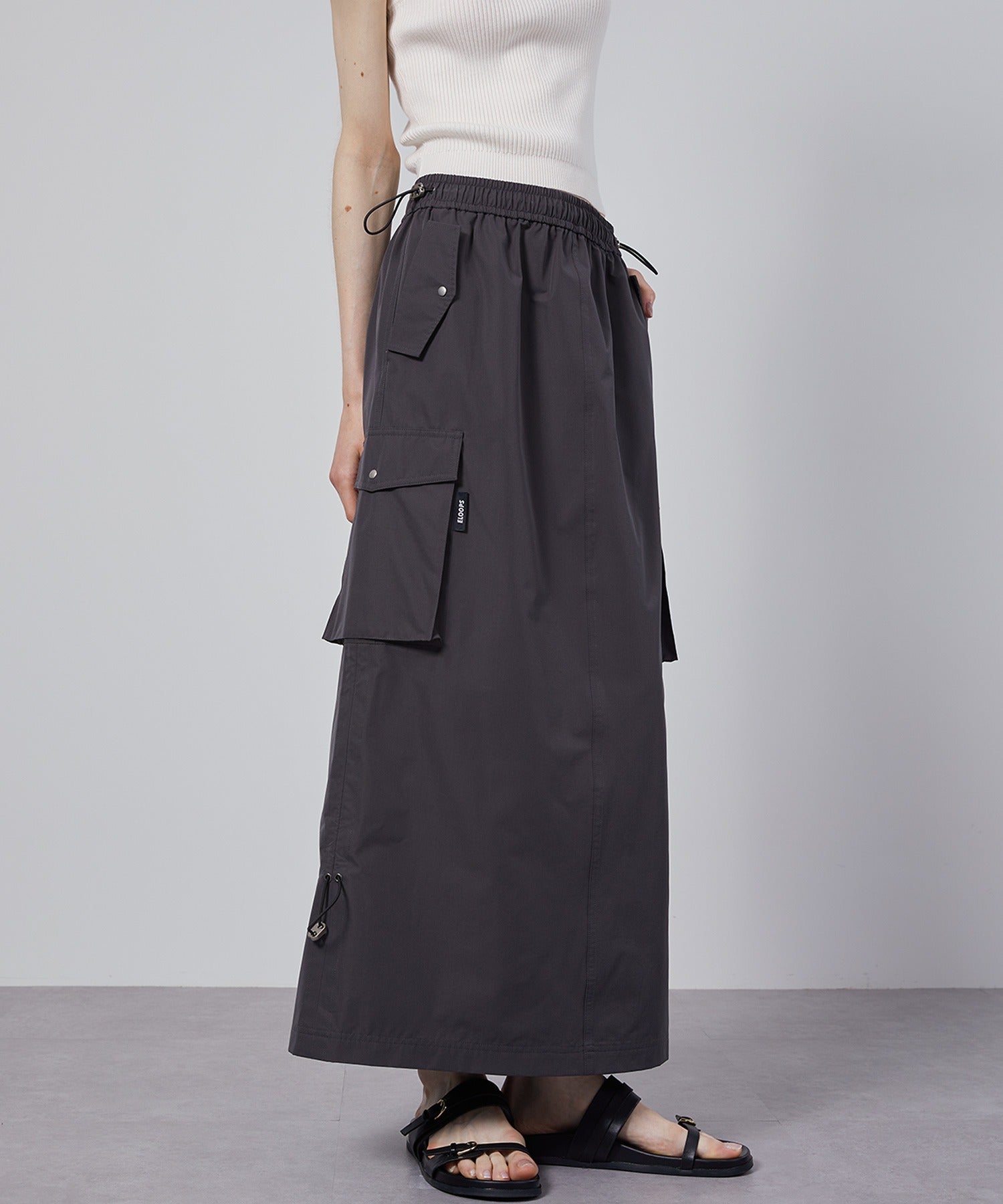 Cargo Skirt with Combo Pockets and Drawstrings