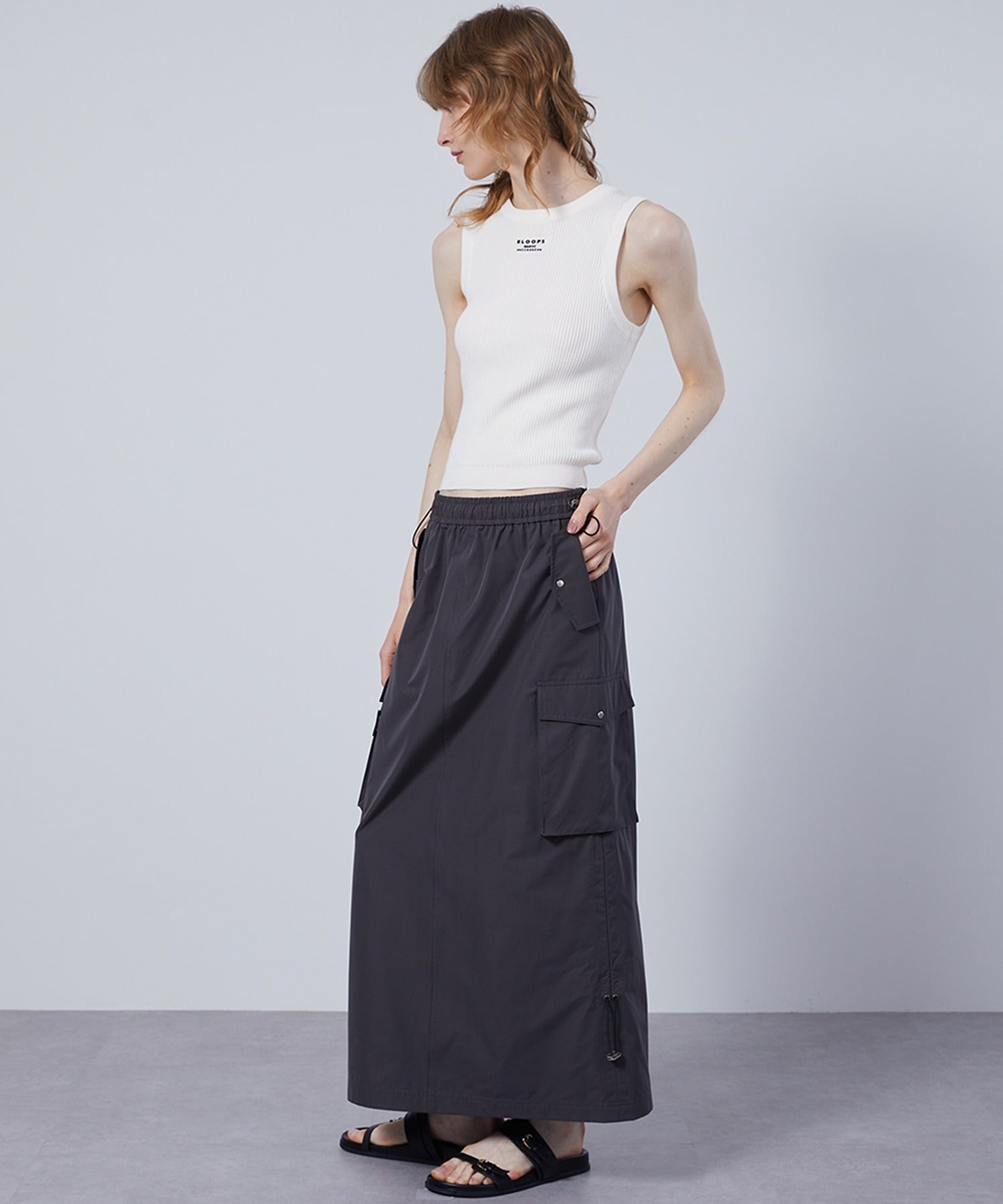 Cargo Skirt with Combo Pockets and Drawstrings