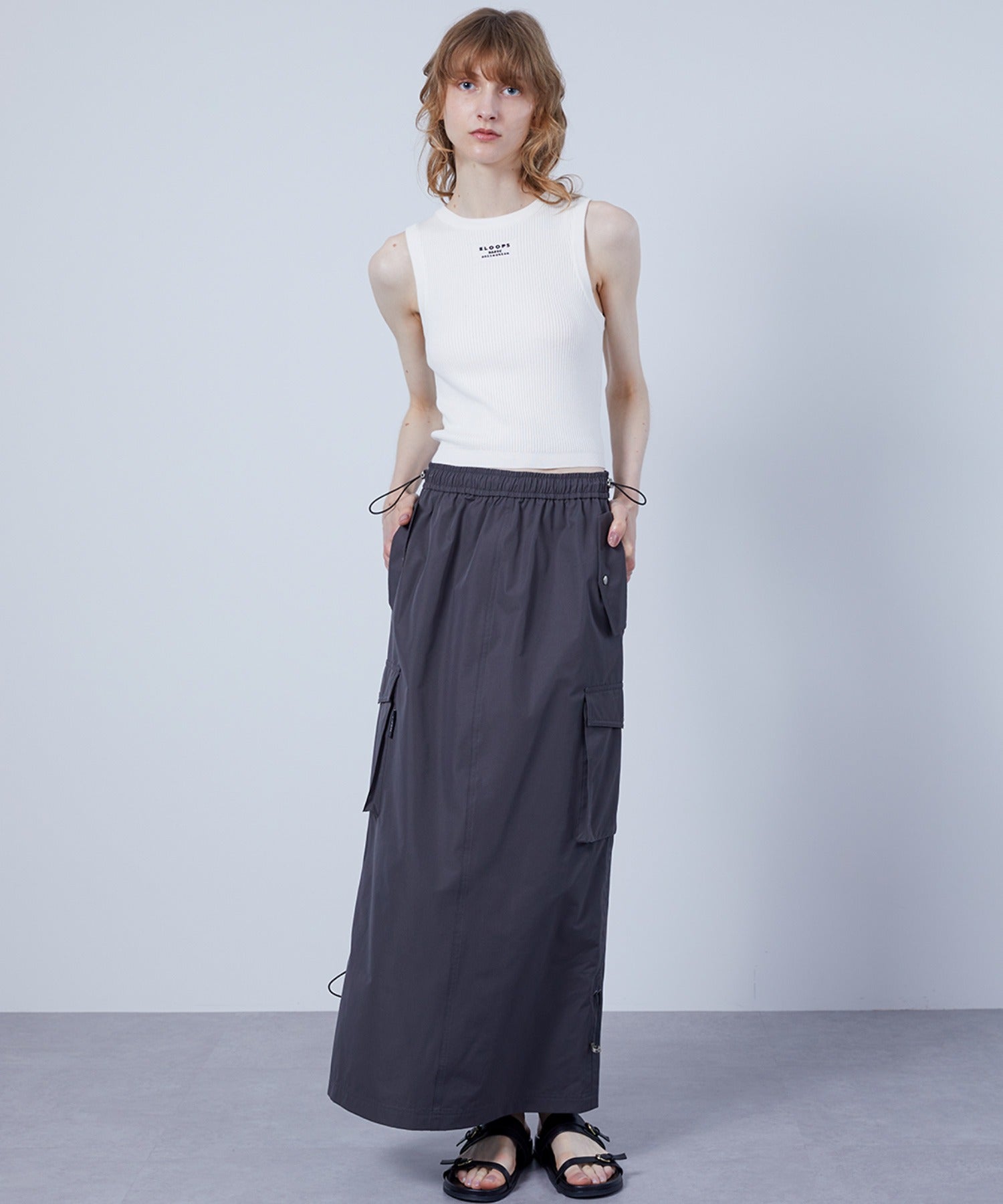 Cargo Skirt with Combo Pockets and Drawstrings