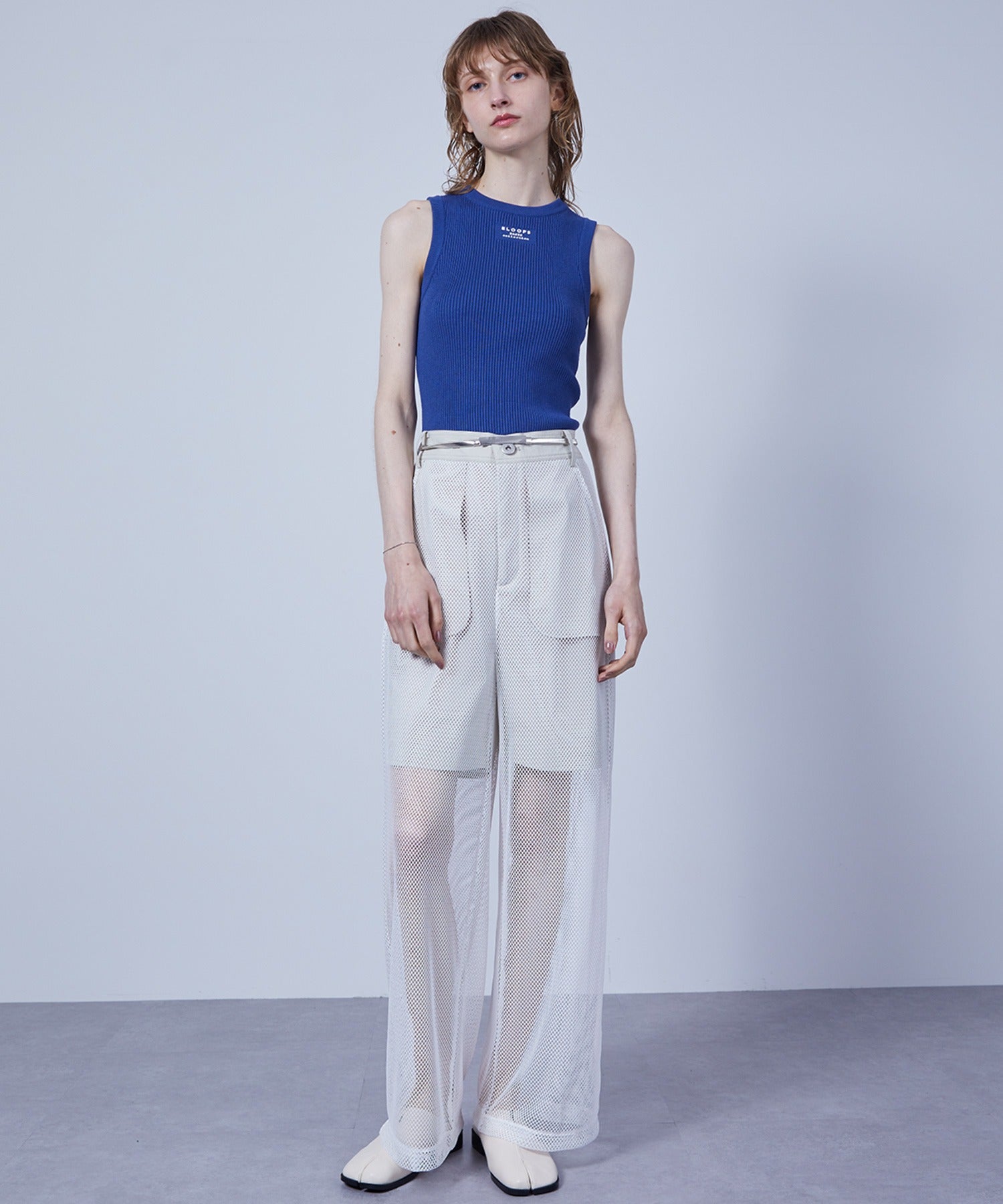 Mesh Contrast Wide-Leg Pants