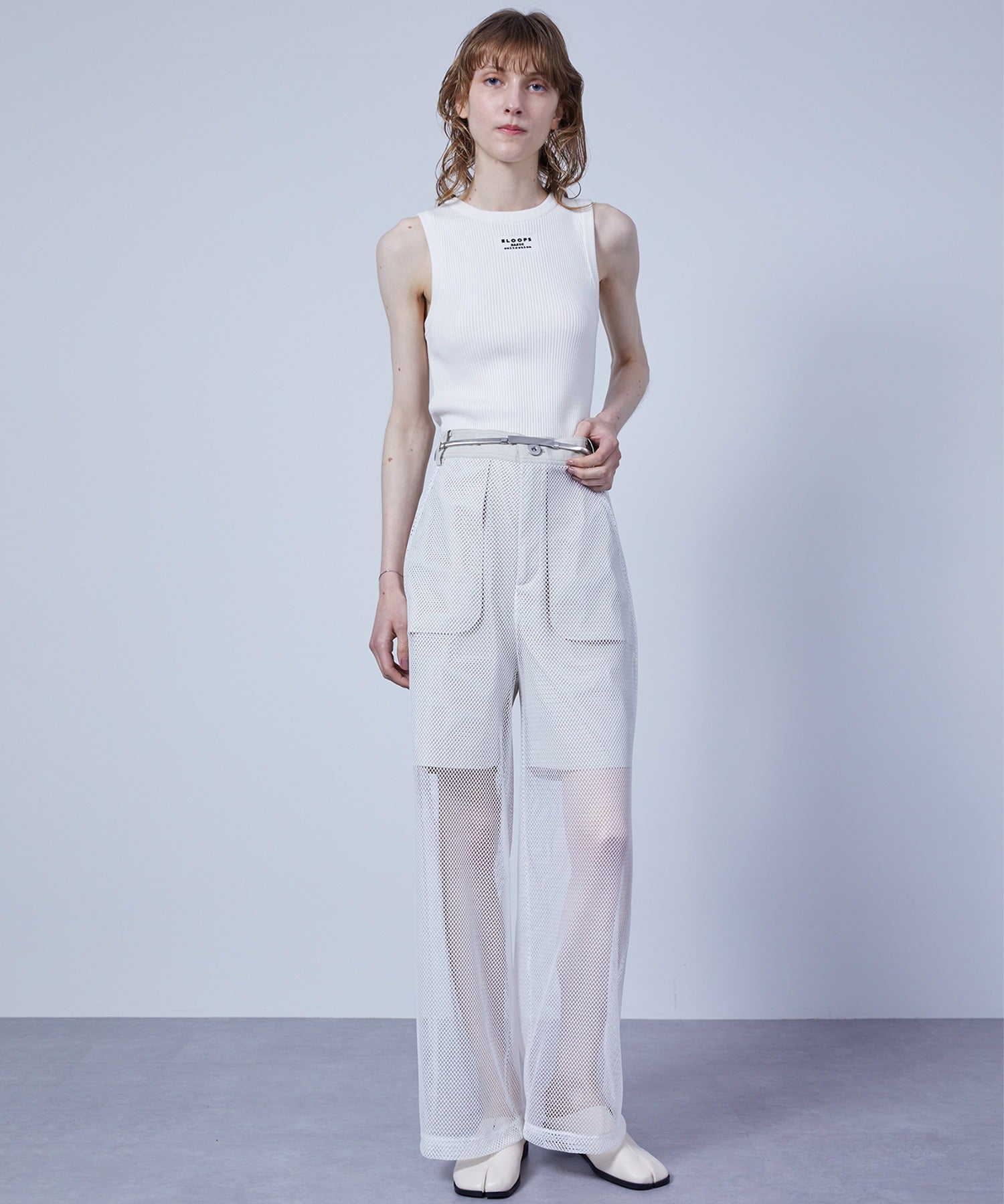 Mesh Contrast Wide-Leg Pants
