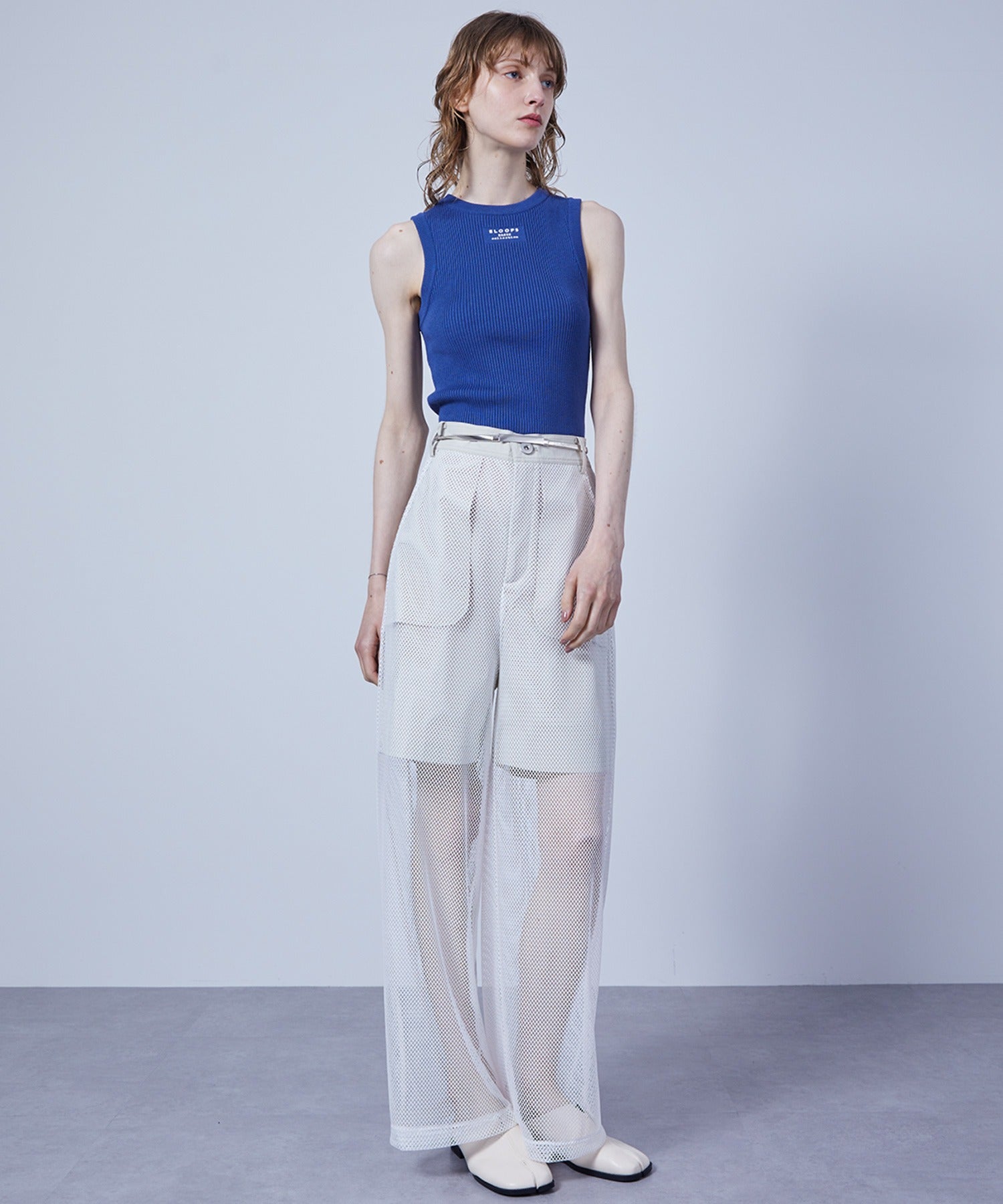 Mesh Contrast Wide-Leg Pants