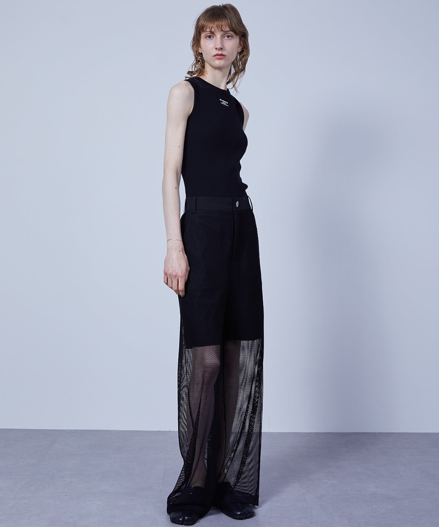 Mesh Contrast Wide-Leg Pants