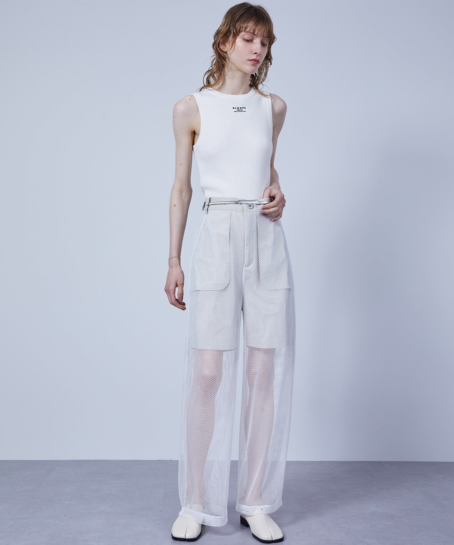 Mesh Contrast Wide-Leg Pants