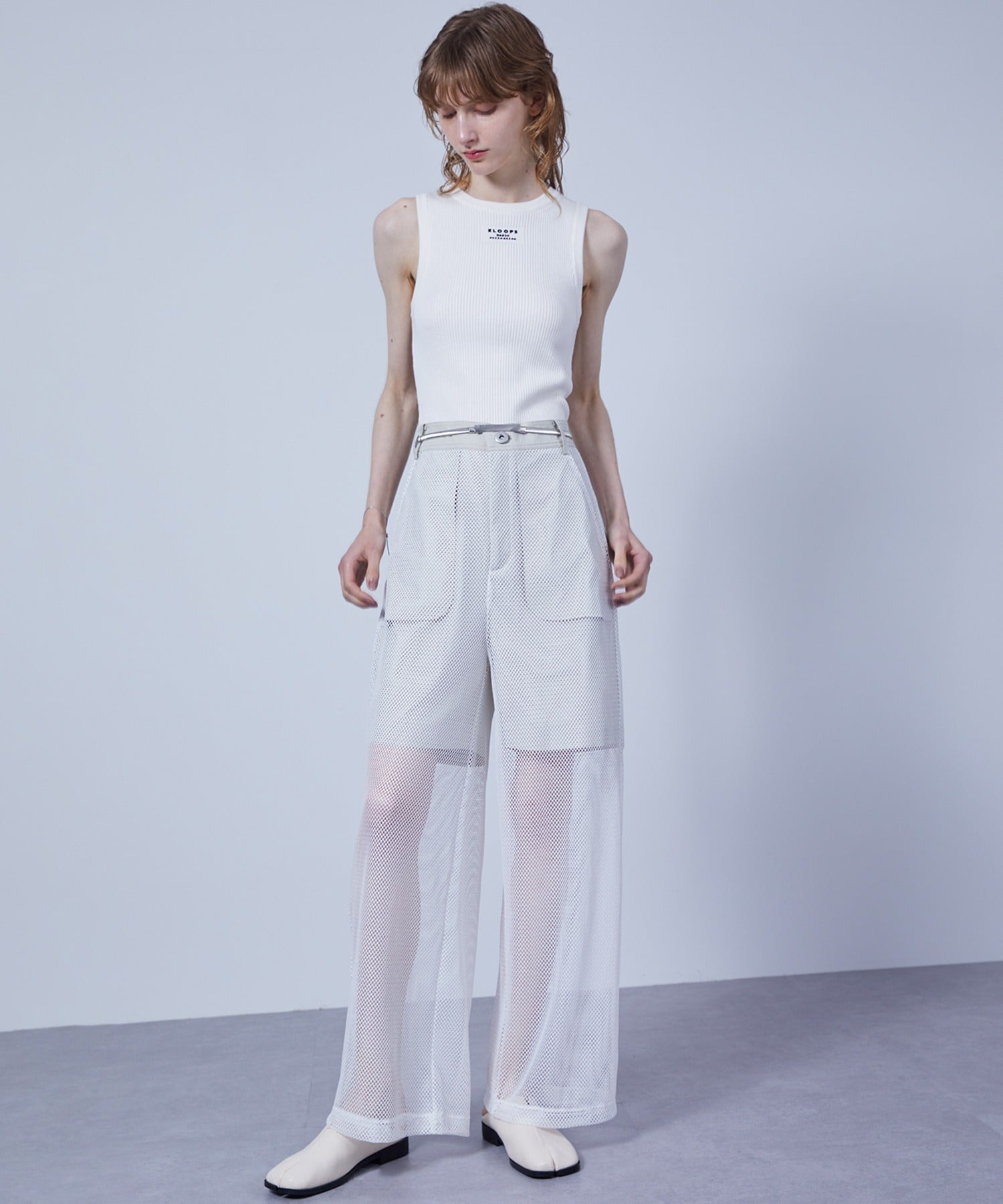 Mesh Contrast Wide-Leg Pants