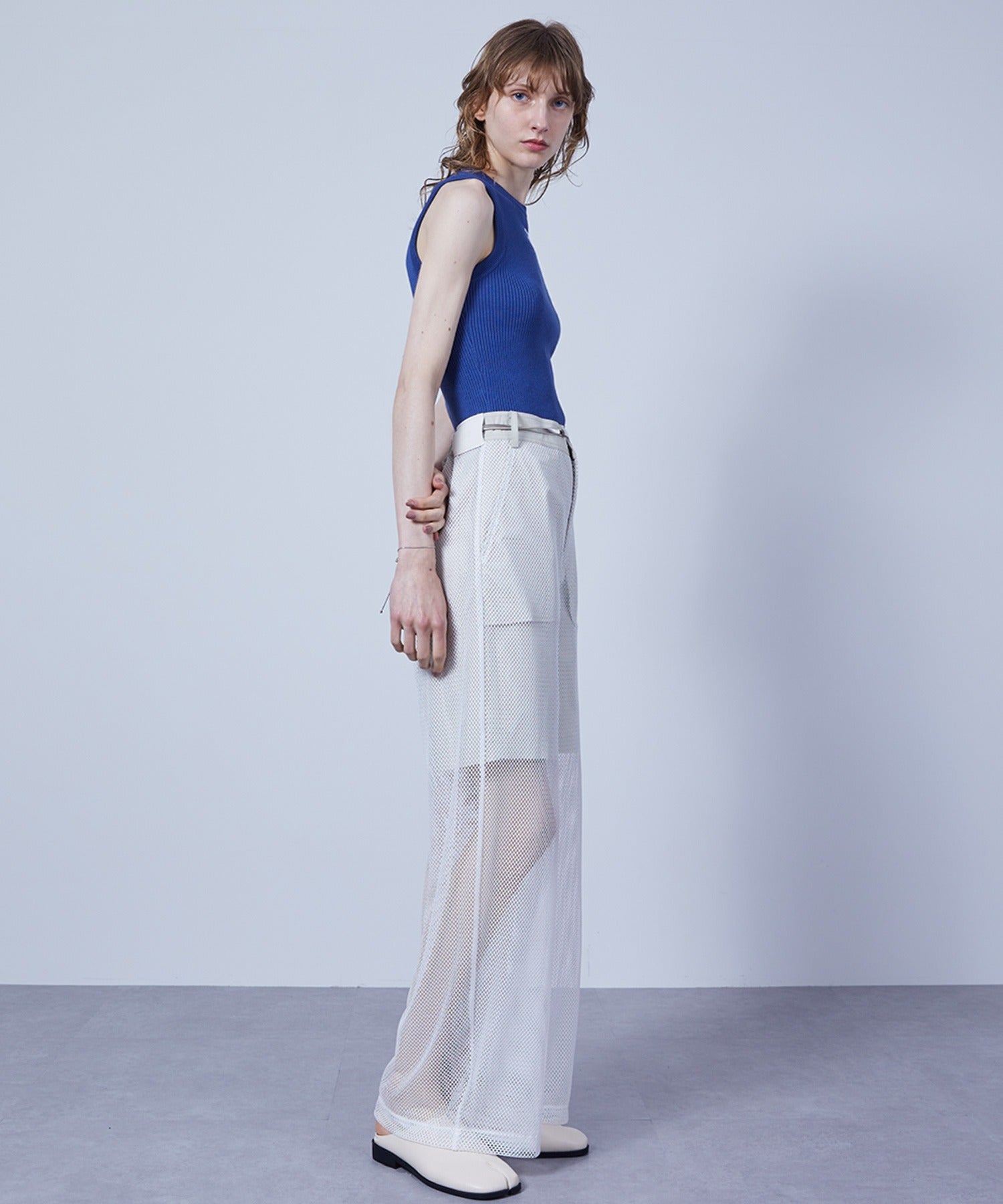 Mesh Contrast Wide-Leg Pants