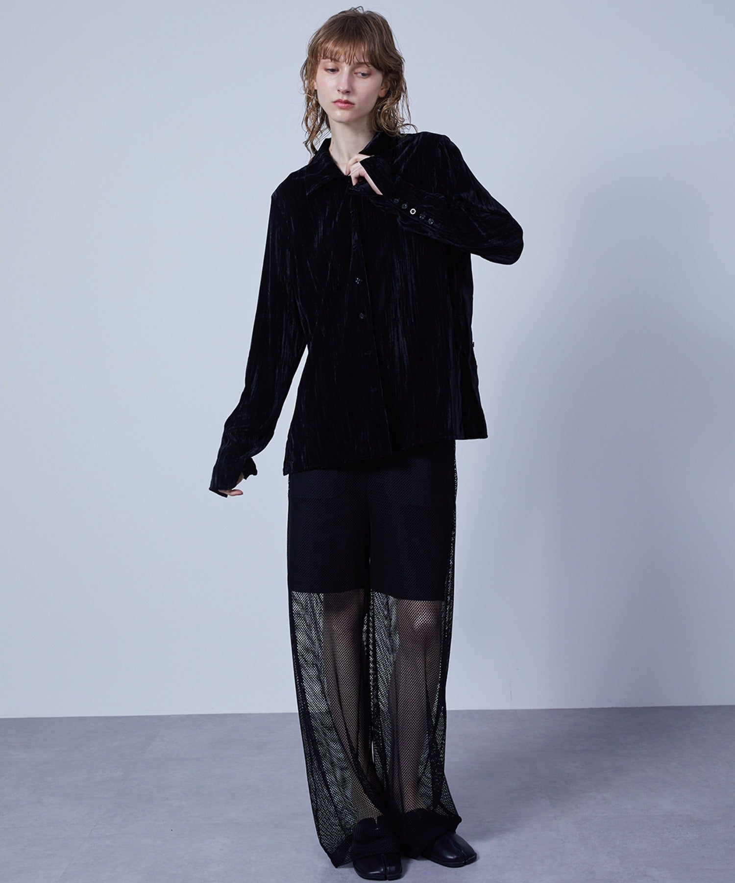 Mesh Contrast Wide-Leg Pants