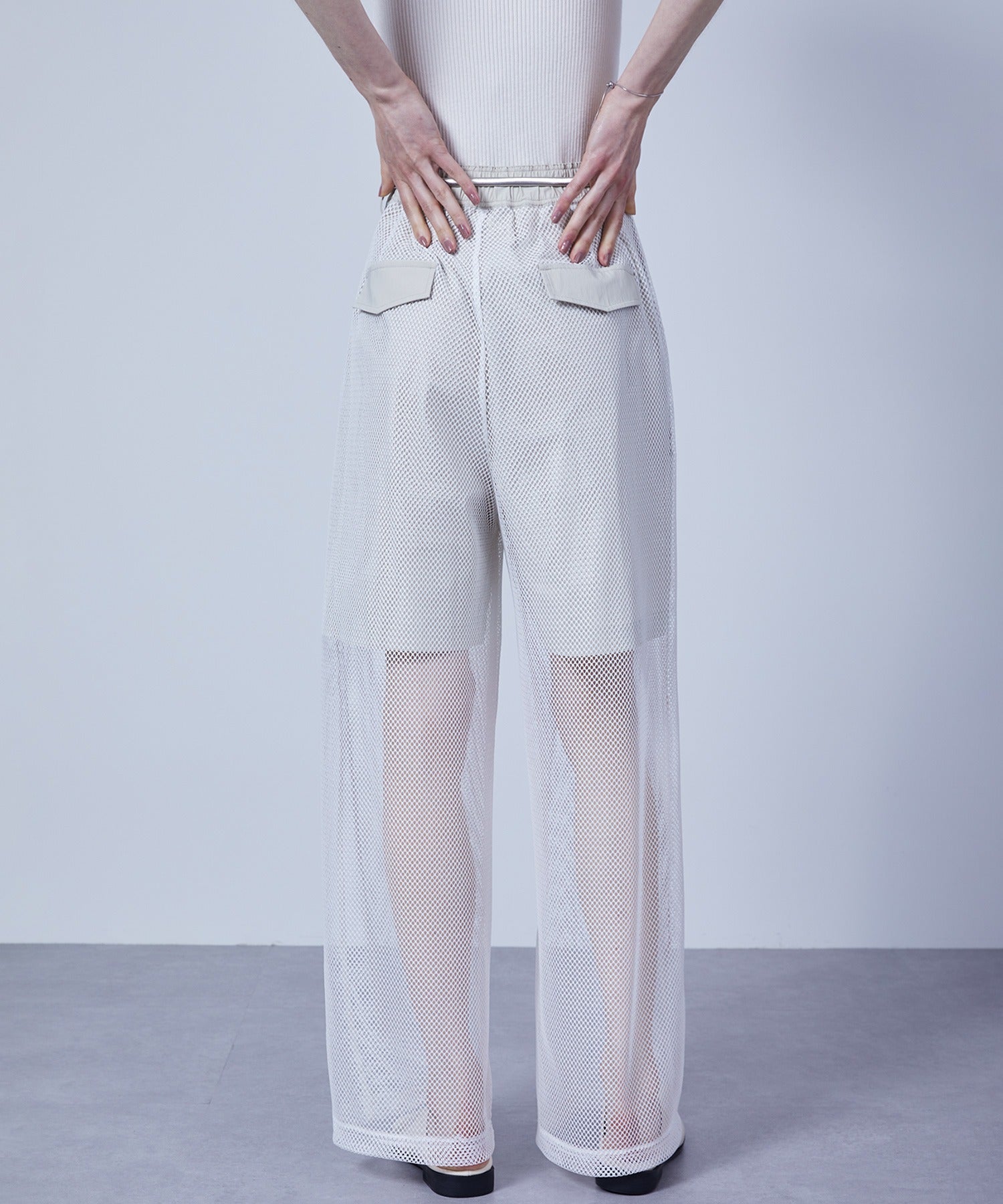 Mesh Contrast Wide-Leg Pants