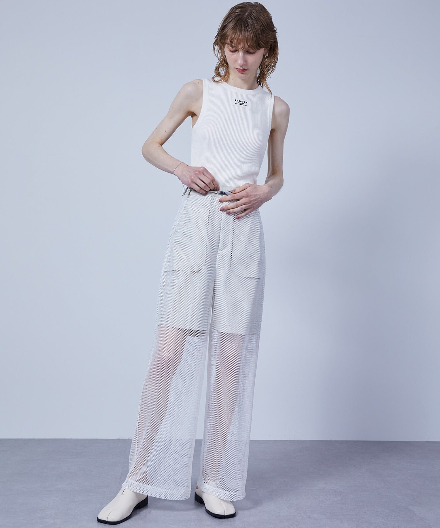 Mesh Contrast Wide-Leg Pants