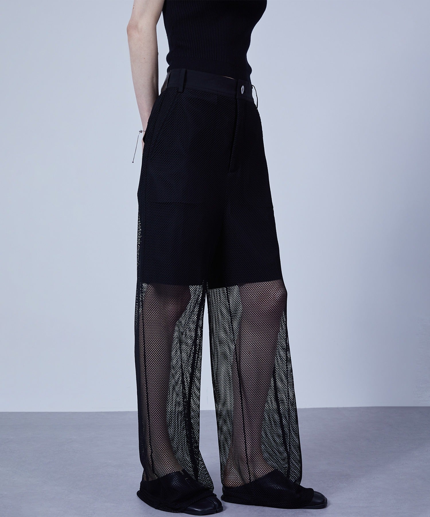 Mesh Contrast Wide-Leg Pants