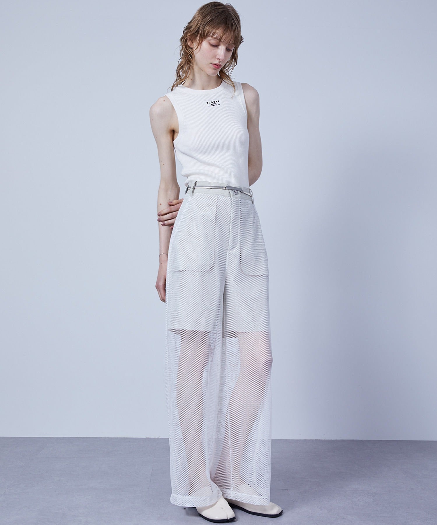 Mesh Contrast Wide-Leg Pants