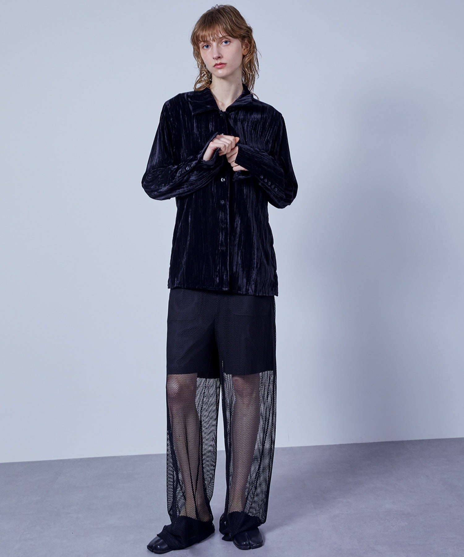 Mesh Contrast Wide-Leg Pants