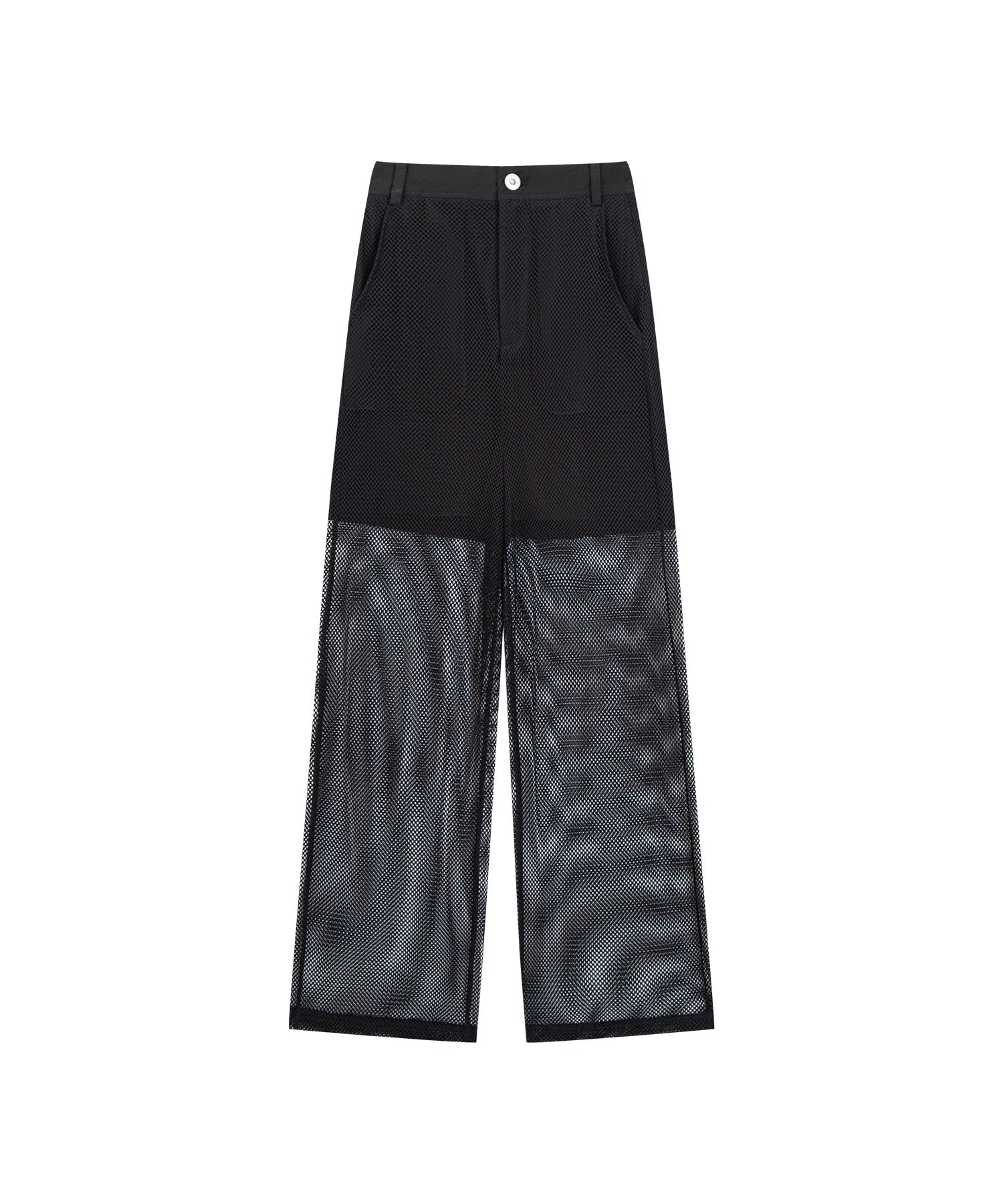 Mesh Contrast Wide-Leg Pants