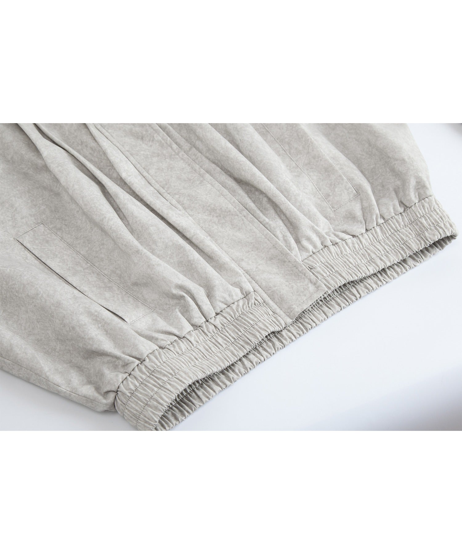 Nuance Marble Pattern High Neck Front-Tuck Volume Blouson