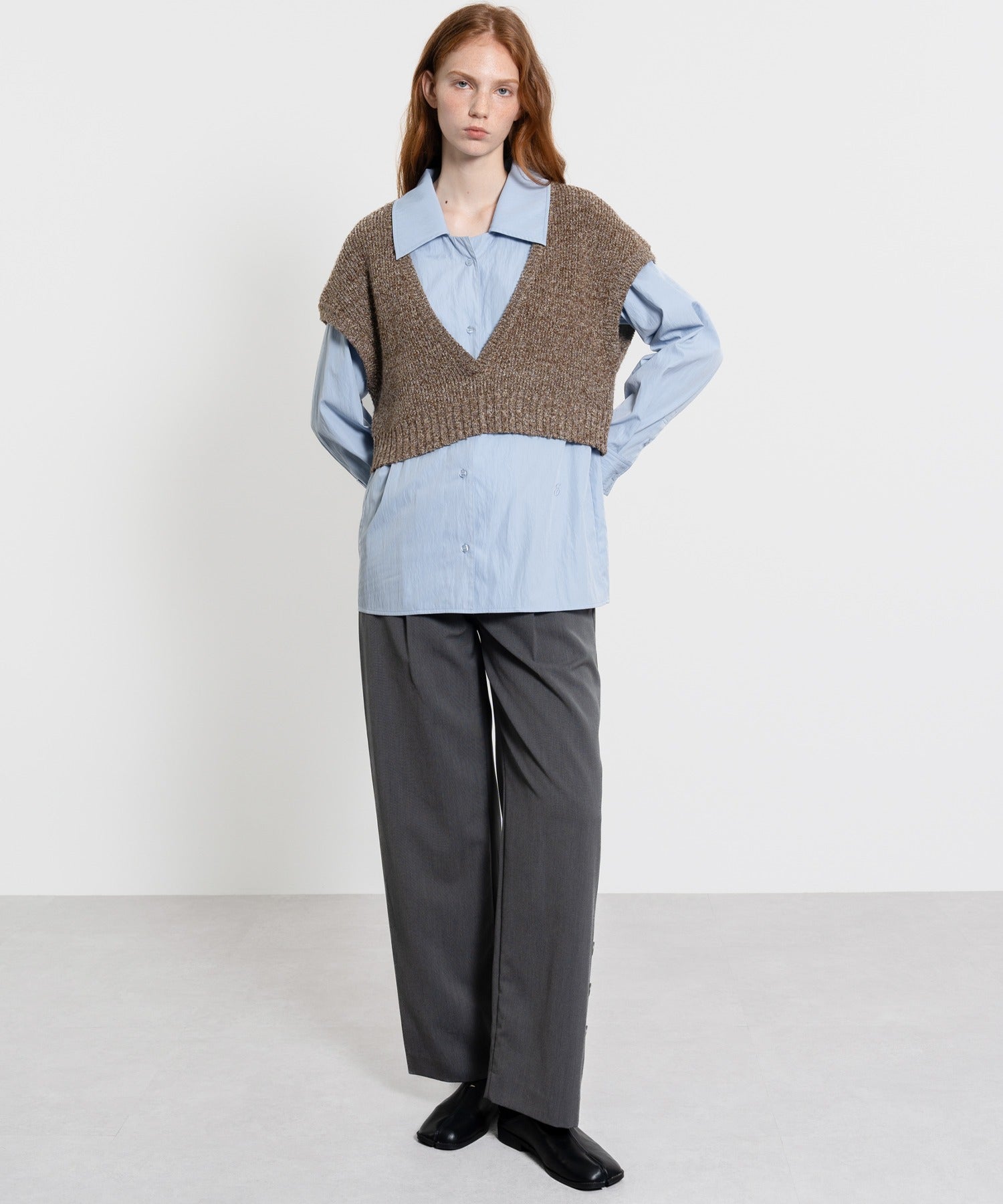 Cropped Melange Knit Vest