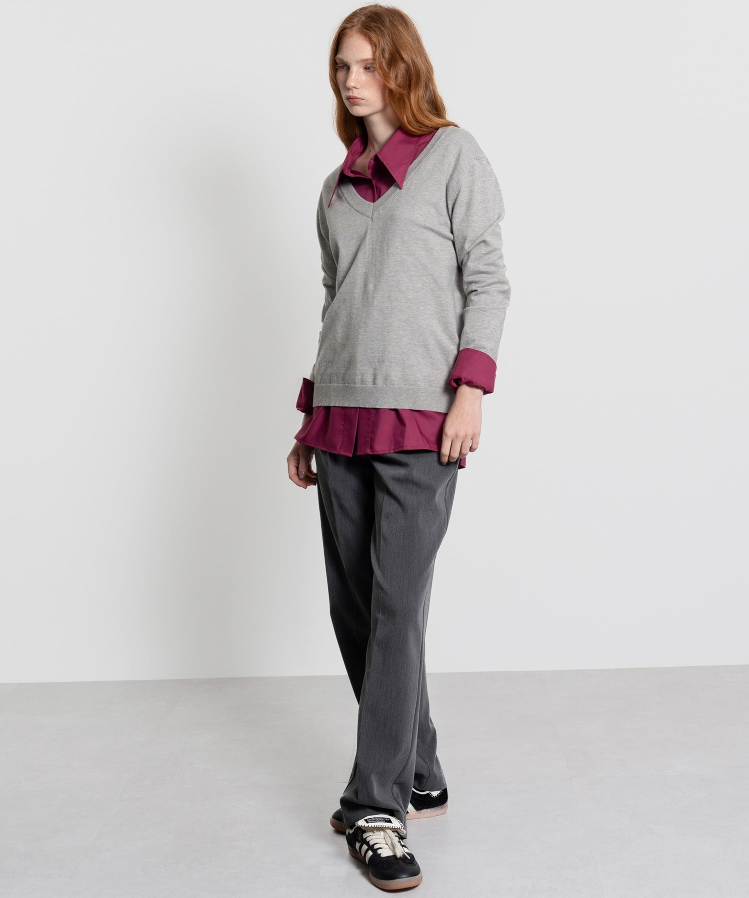 Deep V-Neck Oversized Knit