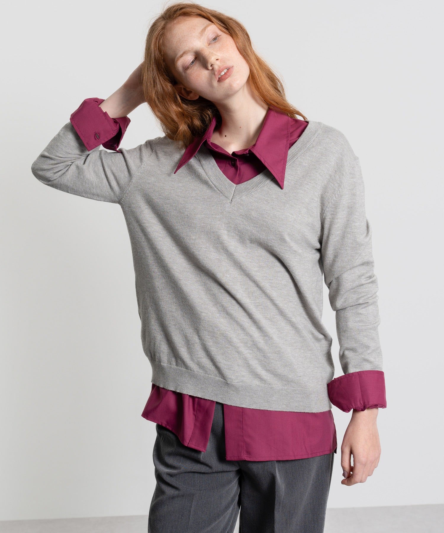 Deep V-Neck Oversized Knit
