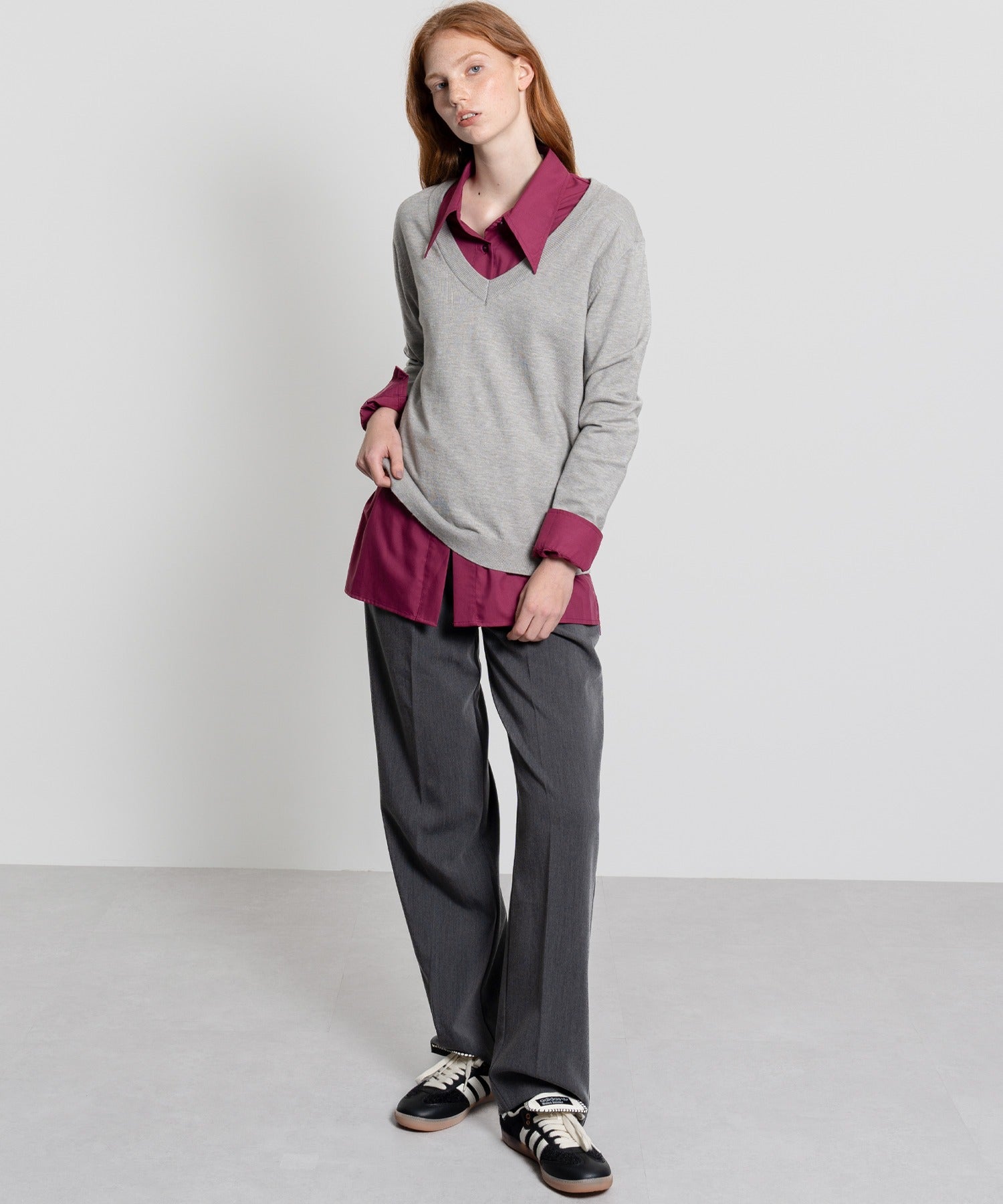 Deep V-Neck Oversized Knit