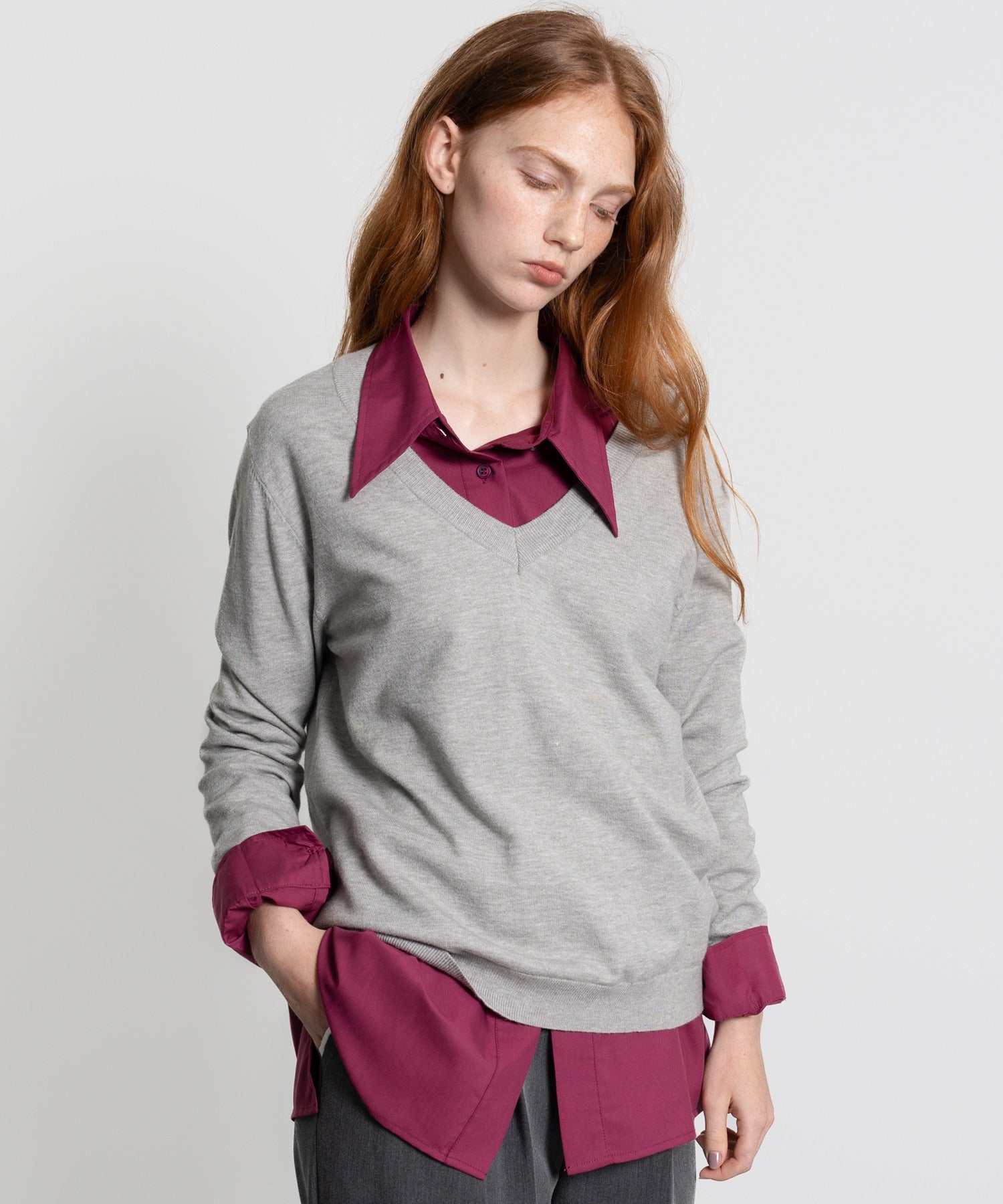 Deep V-Neck Oversized Knit