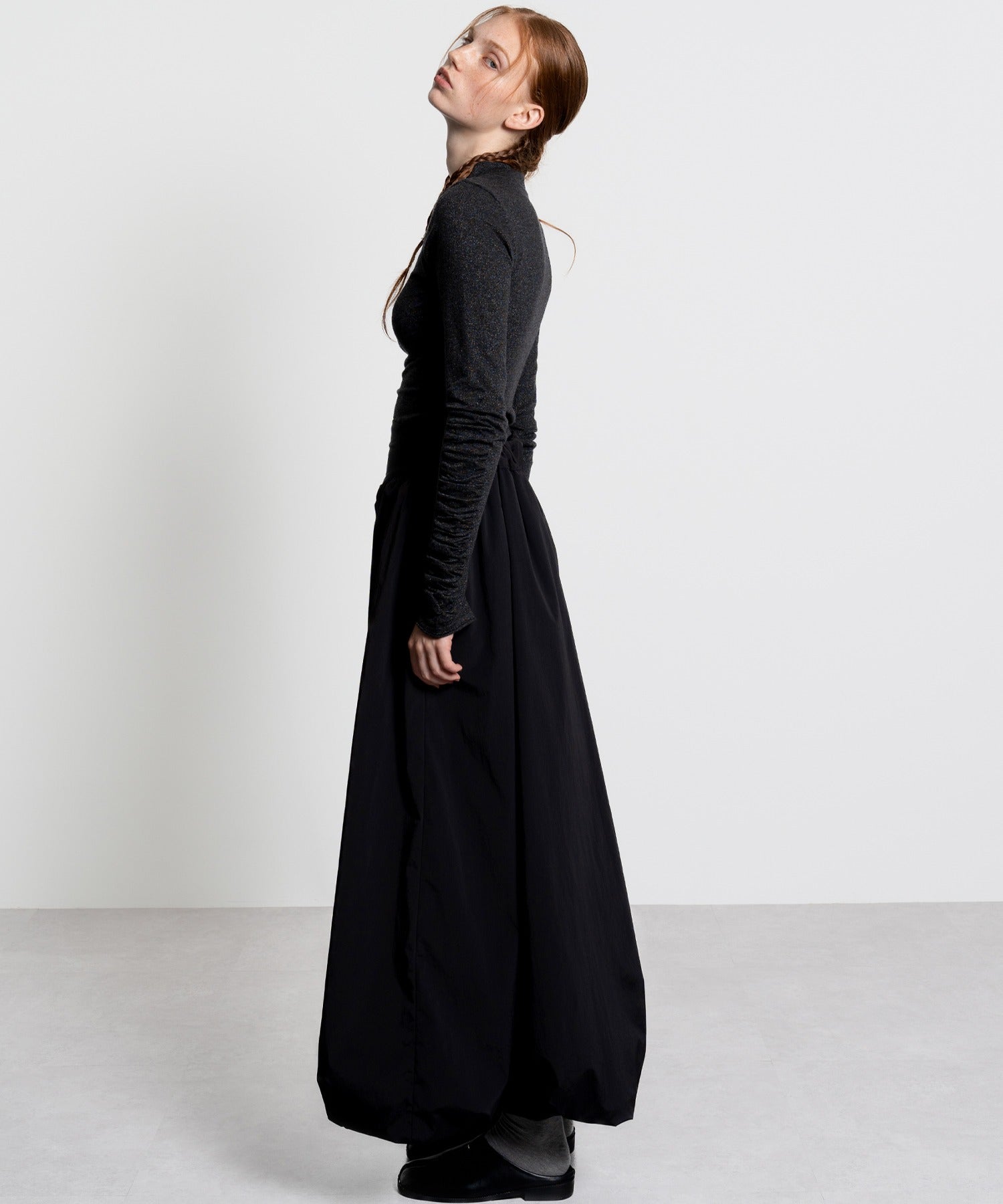 Gathered Sleeve Lurex Knit Top