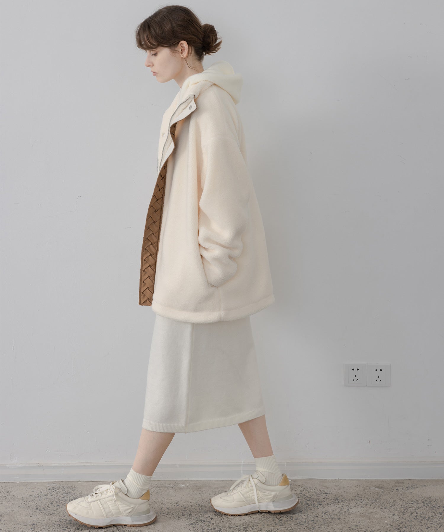 Center Line Knit Soft Boa Jacket