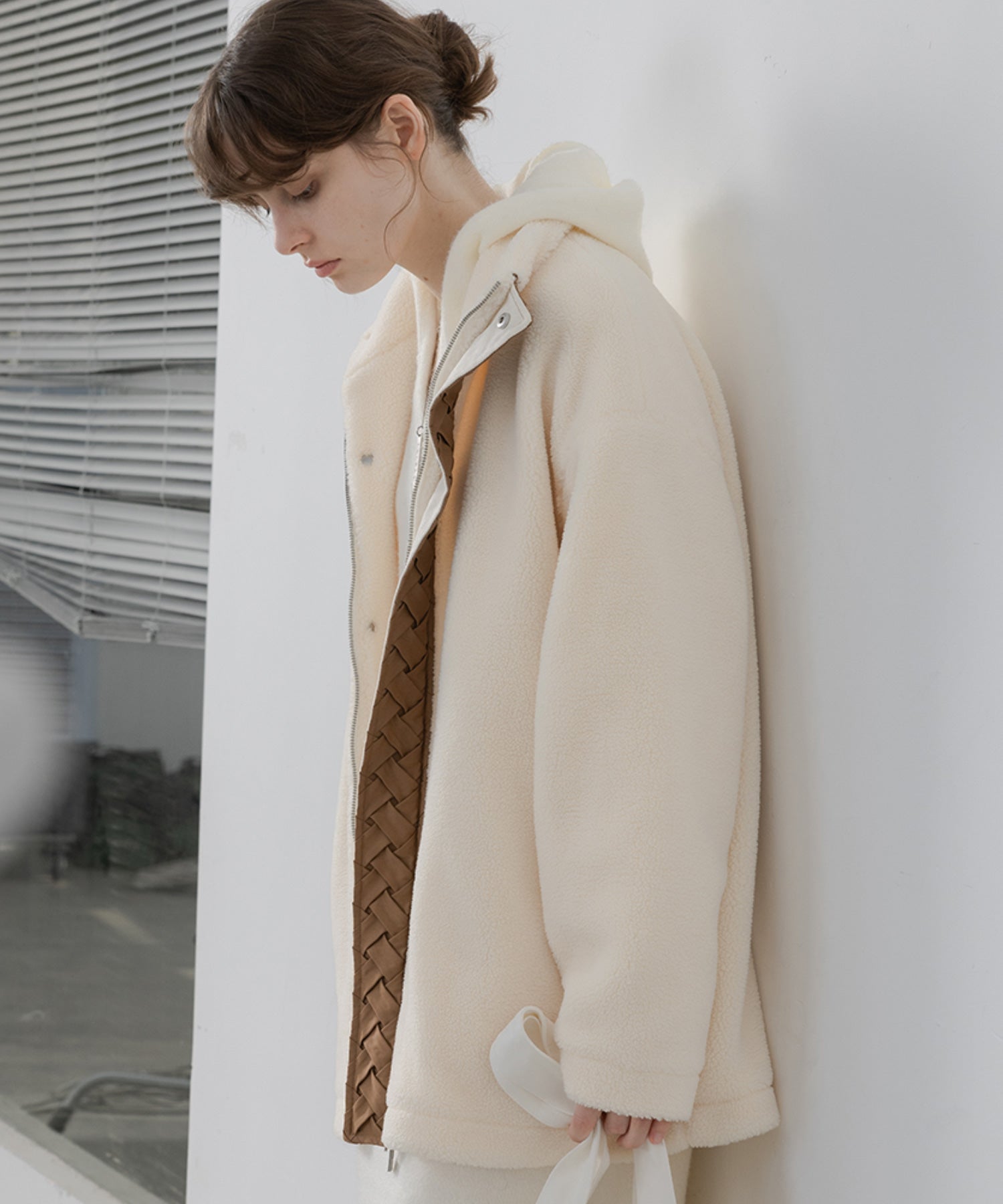 Center Line Knit Soft Boa Jacket