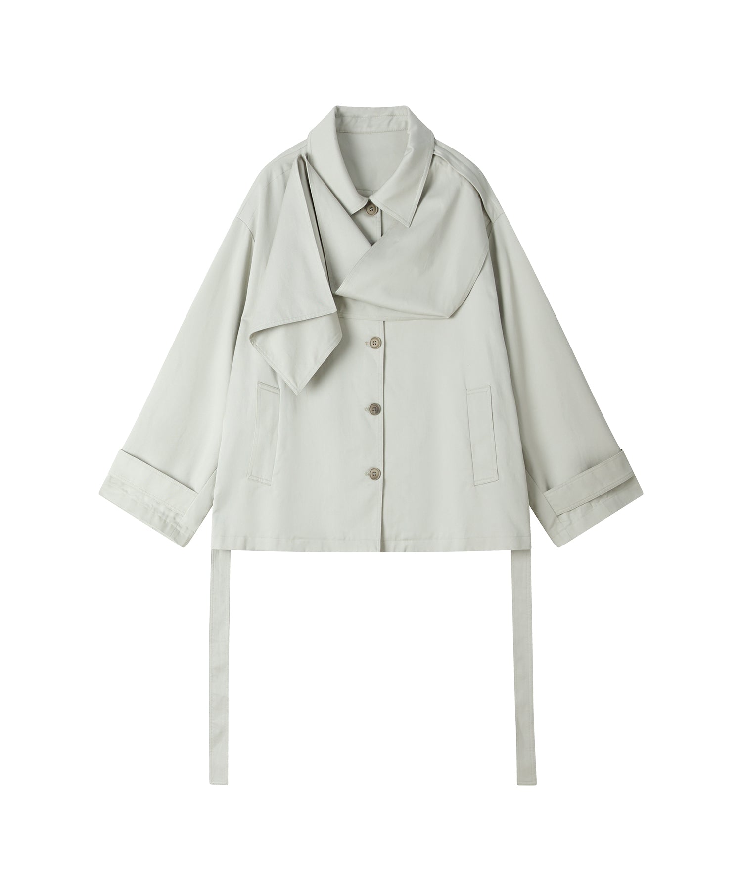 「9月下旬出荷予定」Detachable Scarf Belted Short Trench Coat