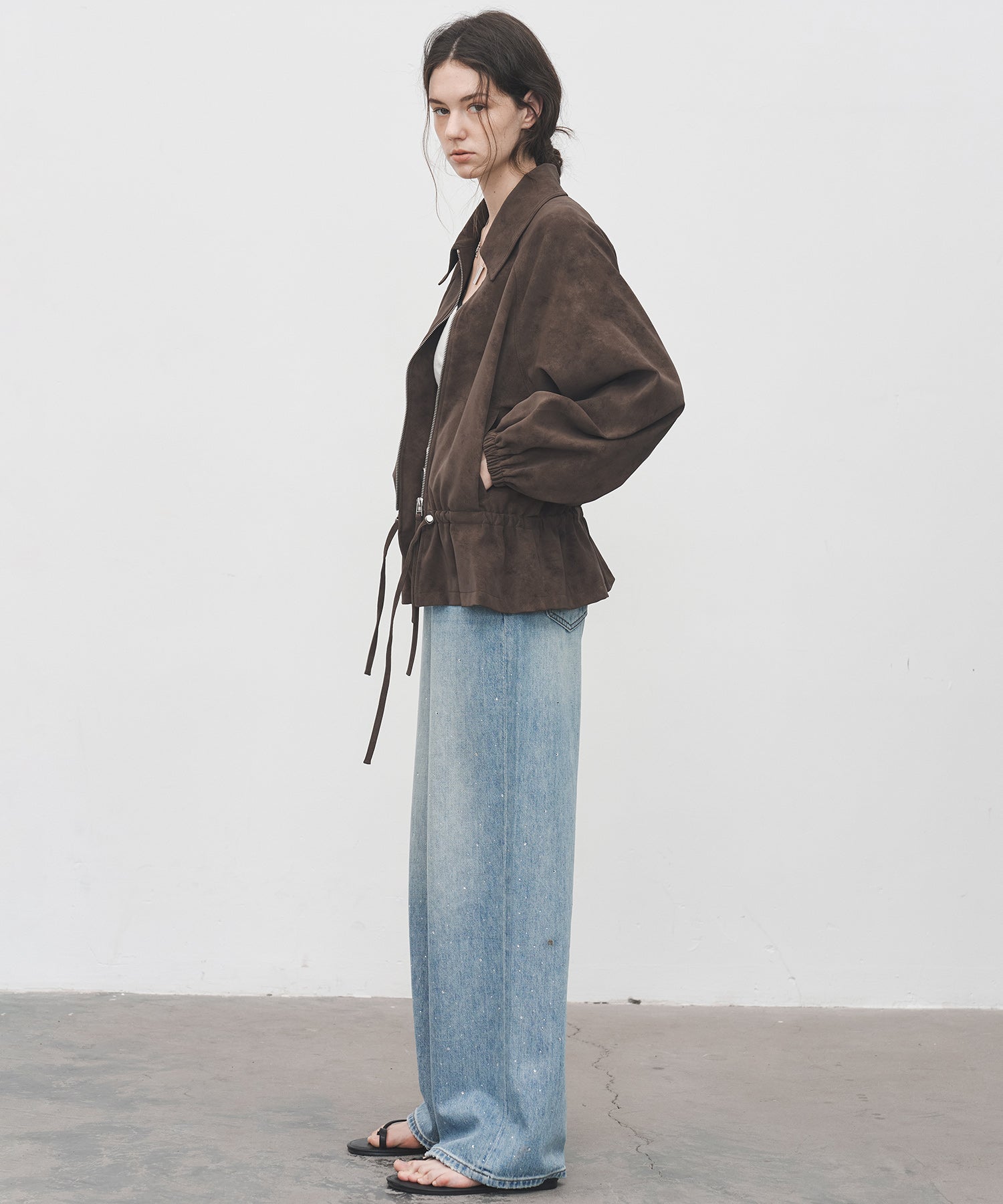 Gradient Rhinestone Wide-Leg Jeans