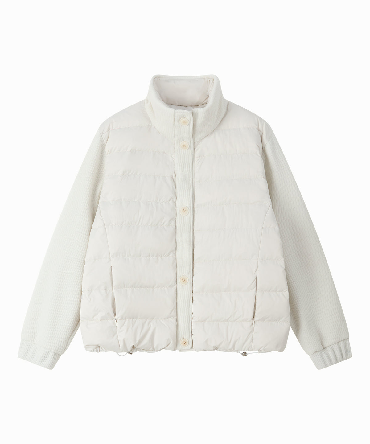 「10月下旬出荷予定」Knit Sleeve Panelled Lightweight Short Down Jacket