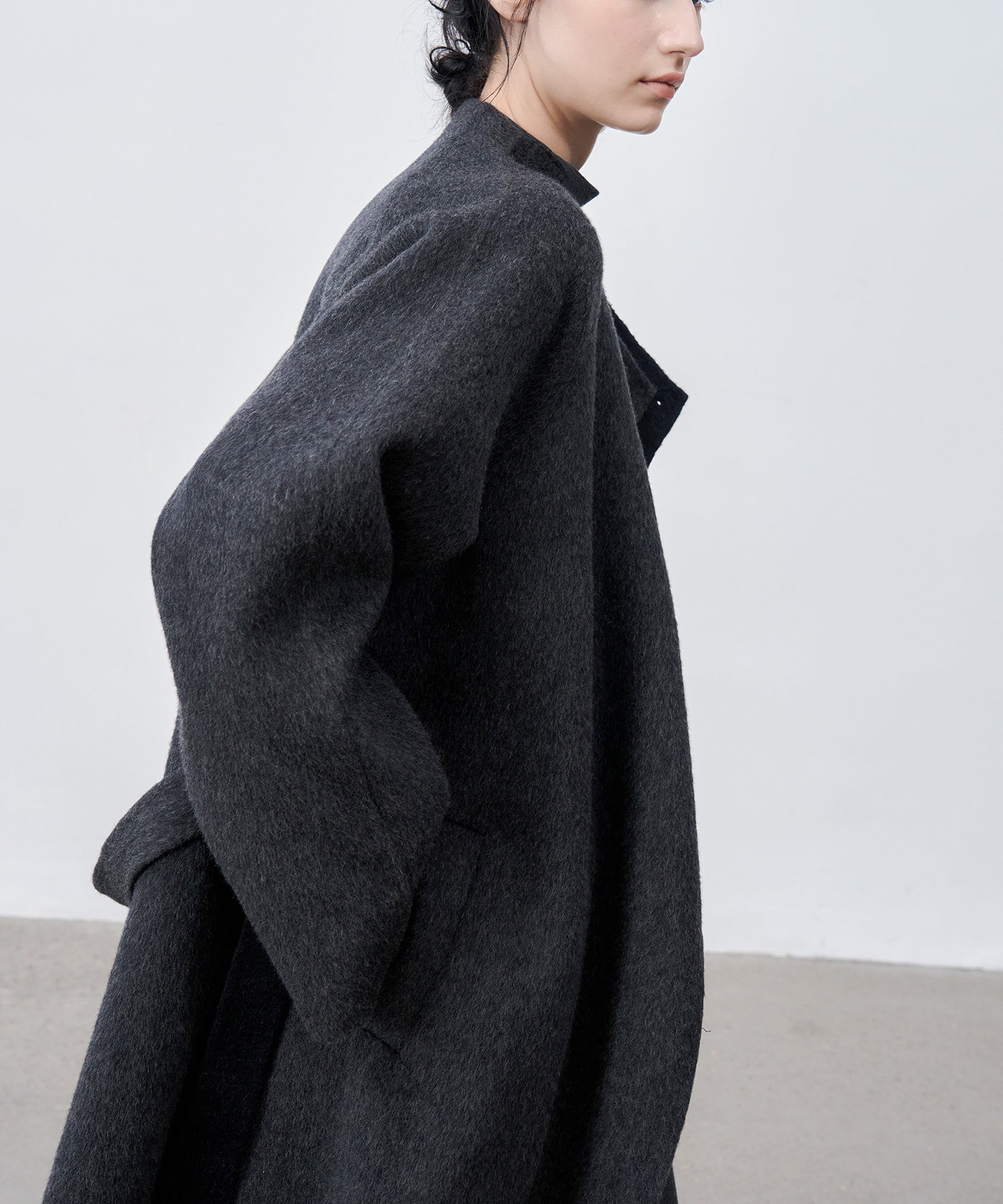 100% Wool Overlap Collar Double-Faced Long Coat