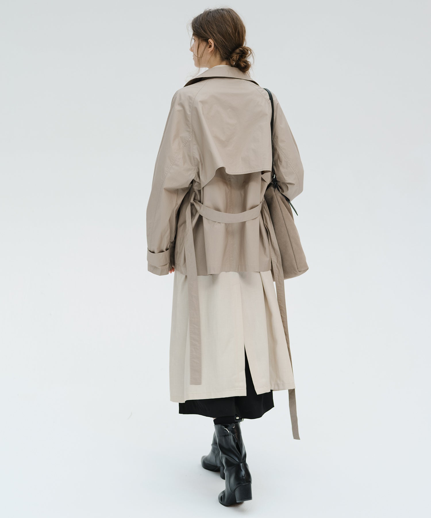 "Shipping from late February to early March" Belted Cropped Trench Jacket