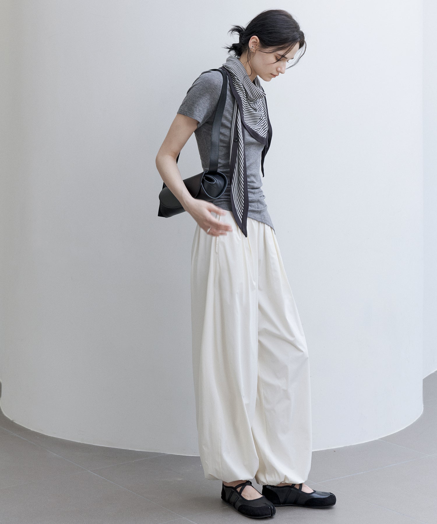 Asymmetric Hem Fitted T-Shirt in Lyocell Blend