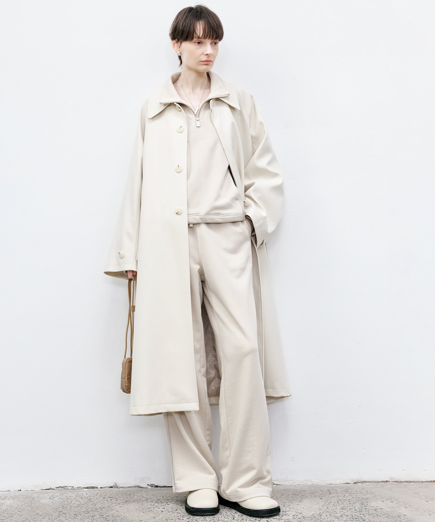 Oversized Raglan Sleeve Long Coat with Belt