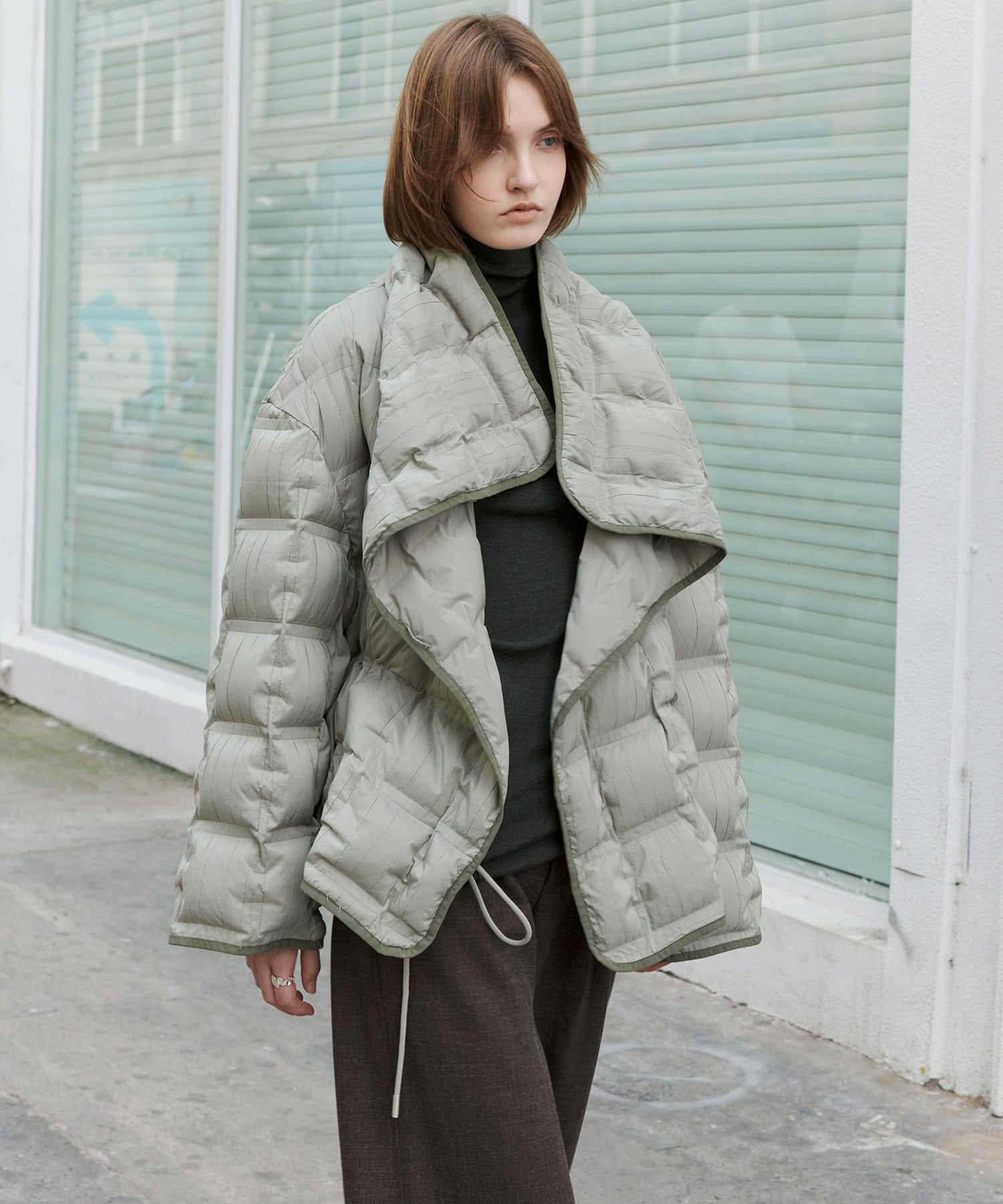 Crinkled Stand Collar Down Jacket