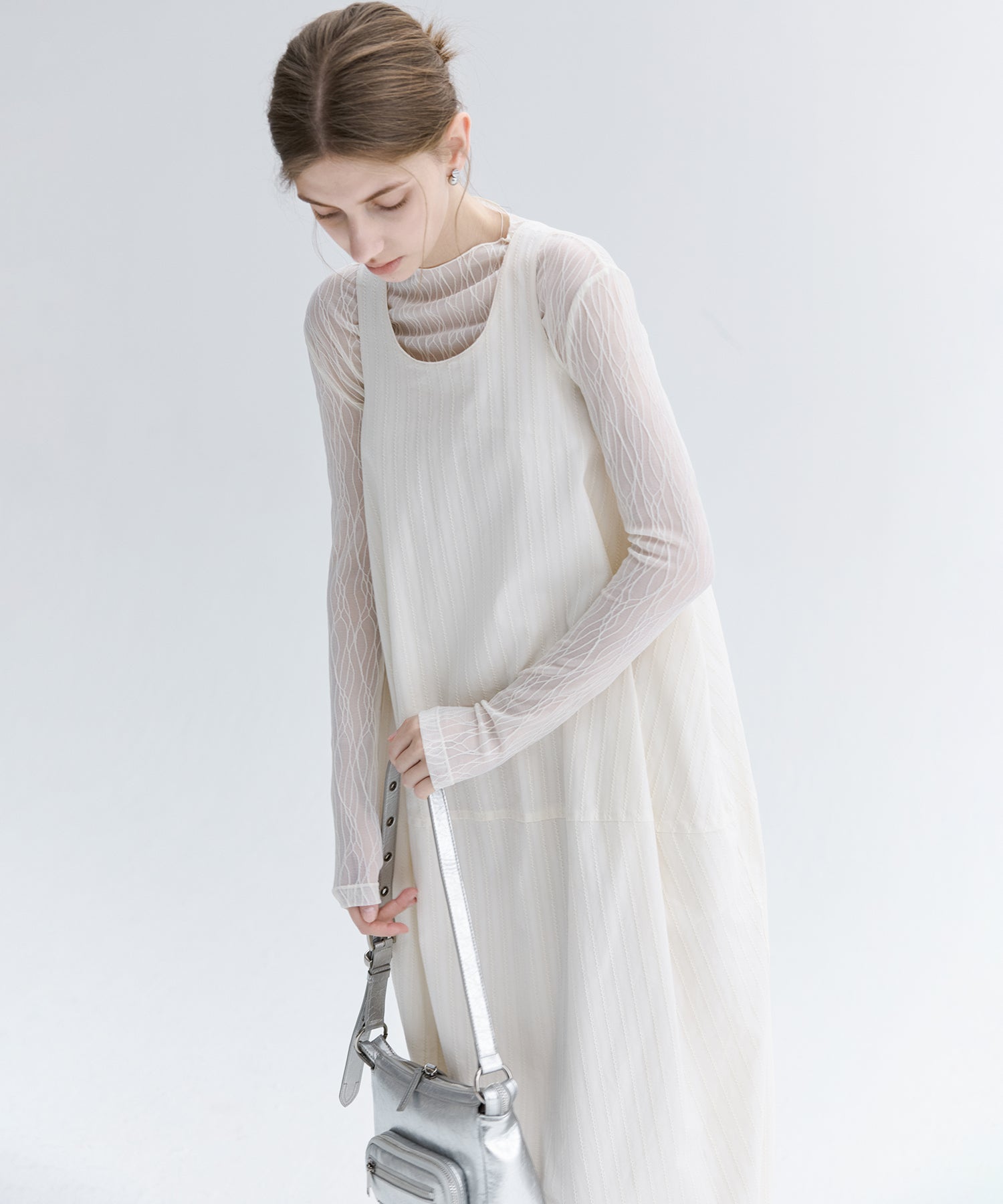 Jacquard Stripe Cocoon Sleeveless Dress