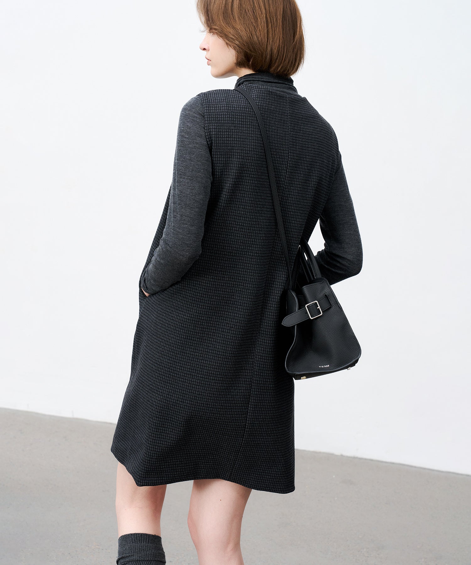 Jacquard Check Straight Jumper Dress
