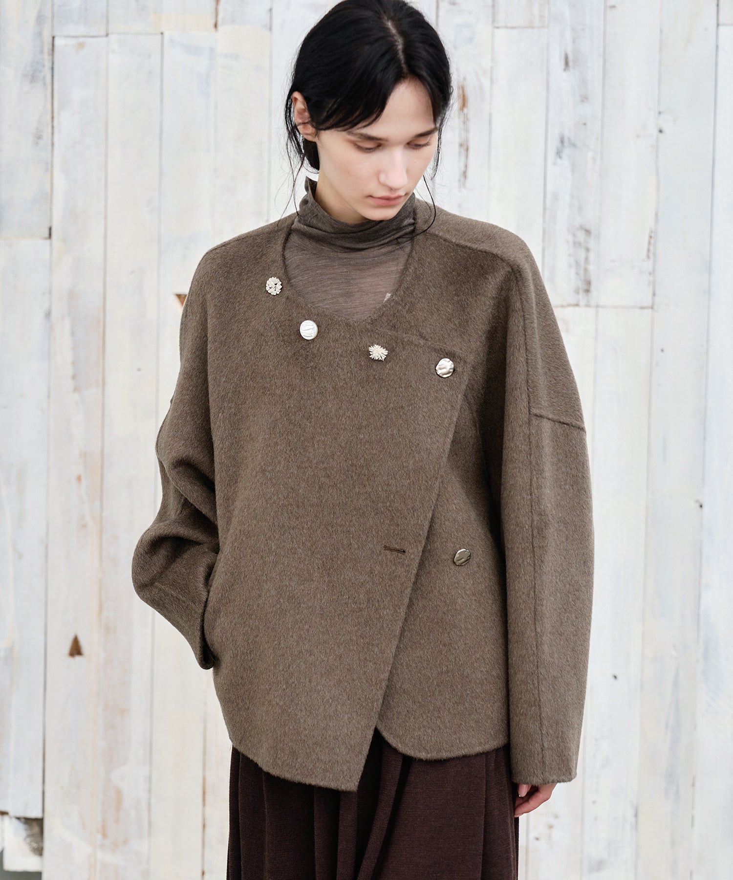 100% Wool Multi-Button Double-Face Short Coat