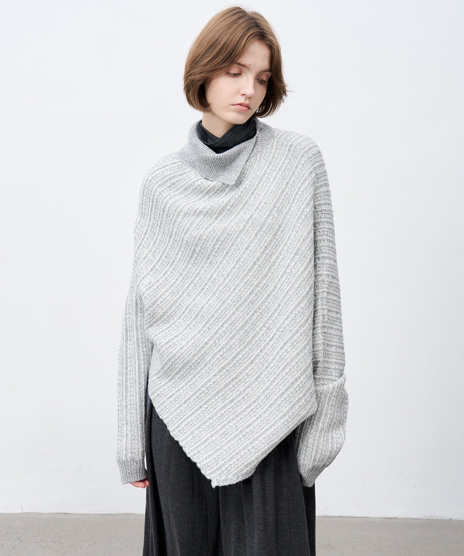 Asymmetric Textured Knit Sweater
