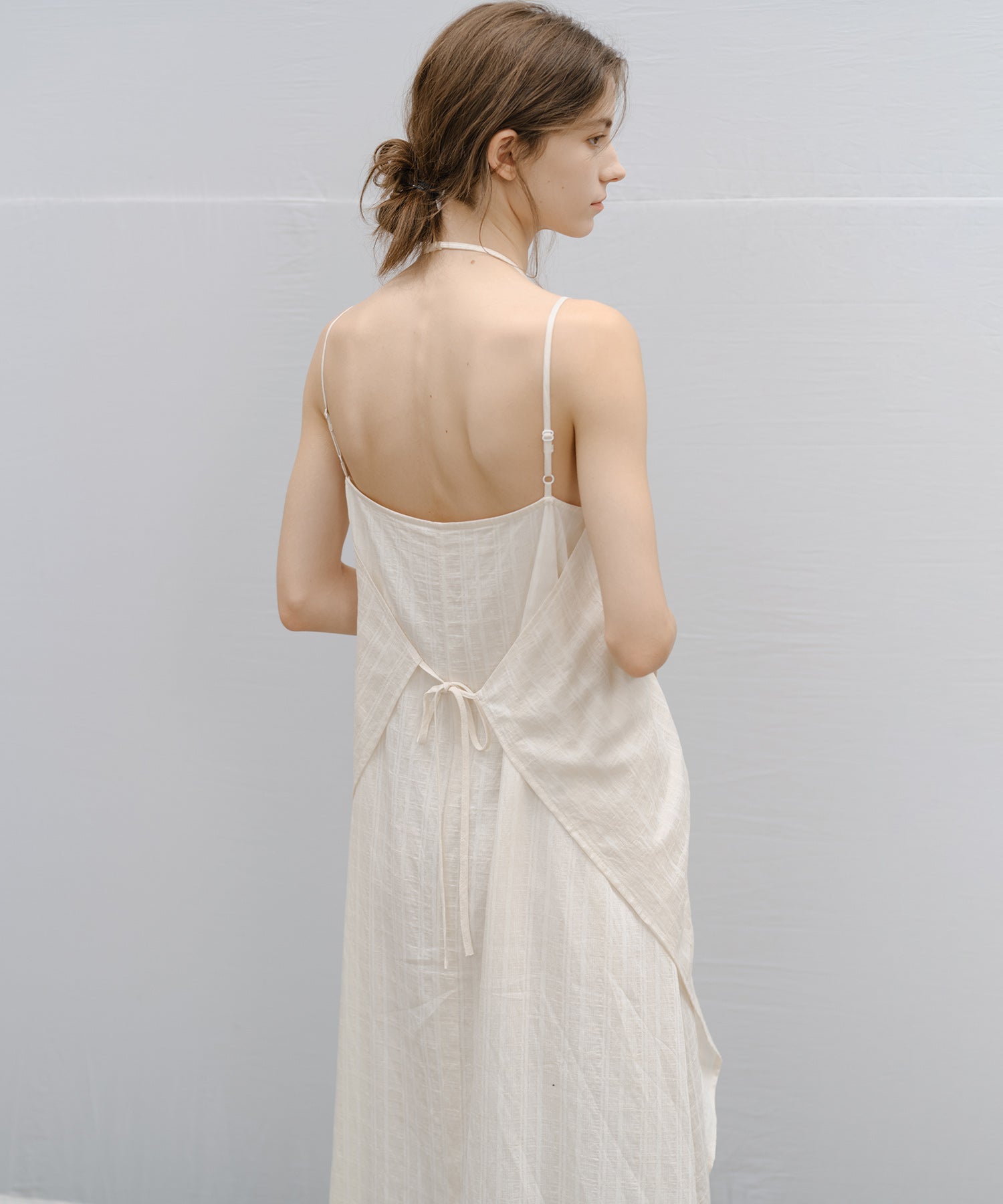 Textured Crepe Slip Dress